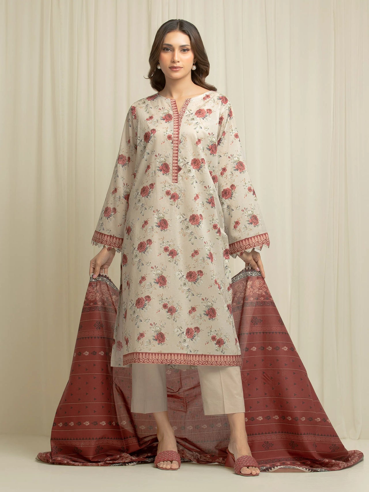 EDENROBE | UNSTITCHED 3-PIECE | PRINTED LAWN SUIT