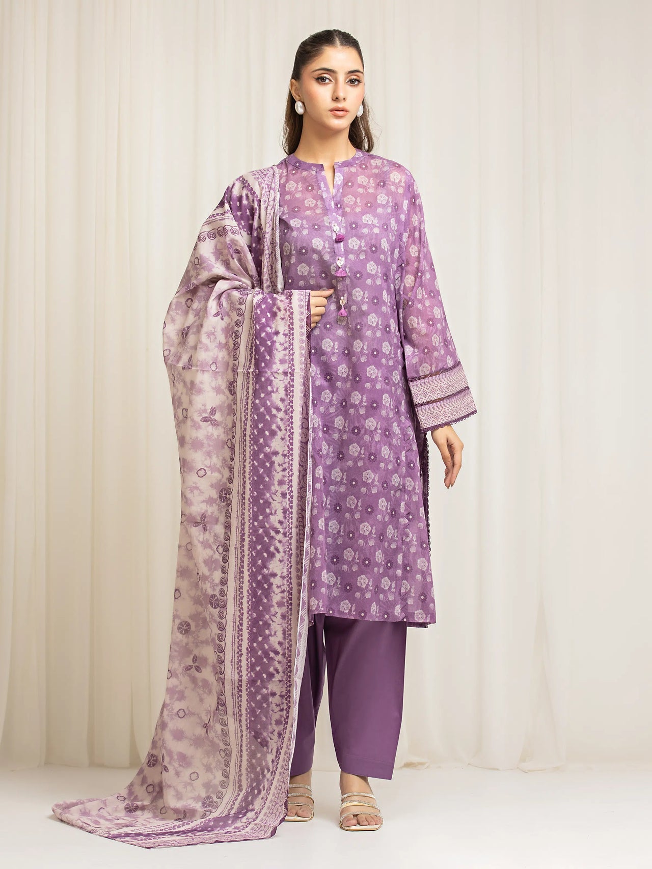 EDENROBE | UNSTITCHED 3-PIECE | PRINTED LAWN SUIT