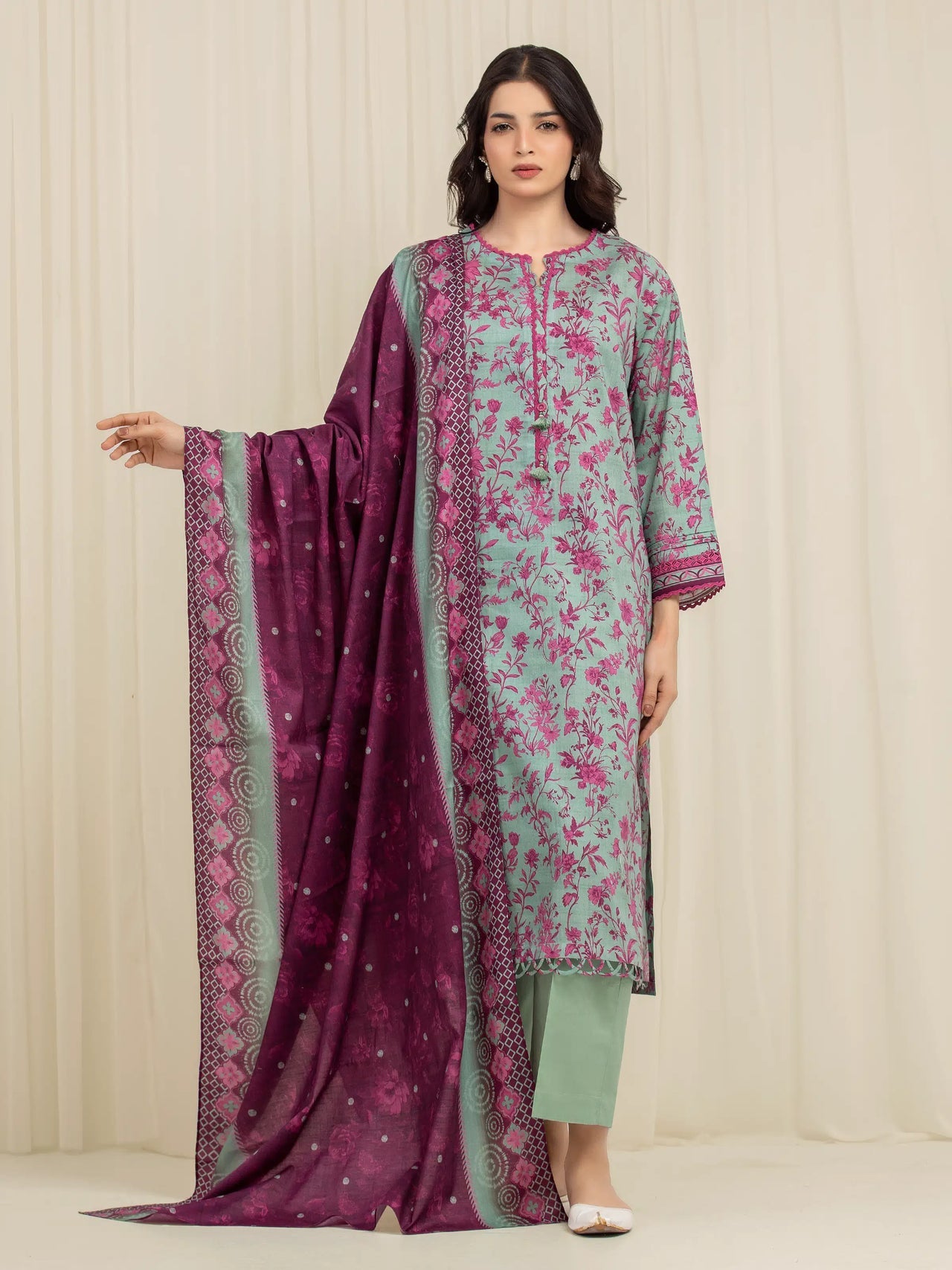 EDENROBE | UNSTITCHED 3-PIECE | PRINTED LAWN SUIT