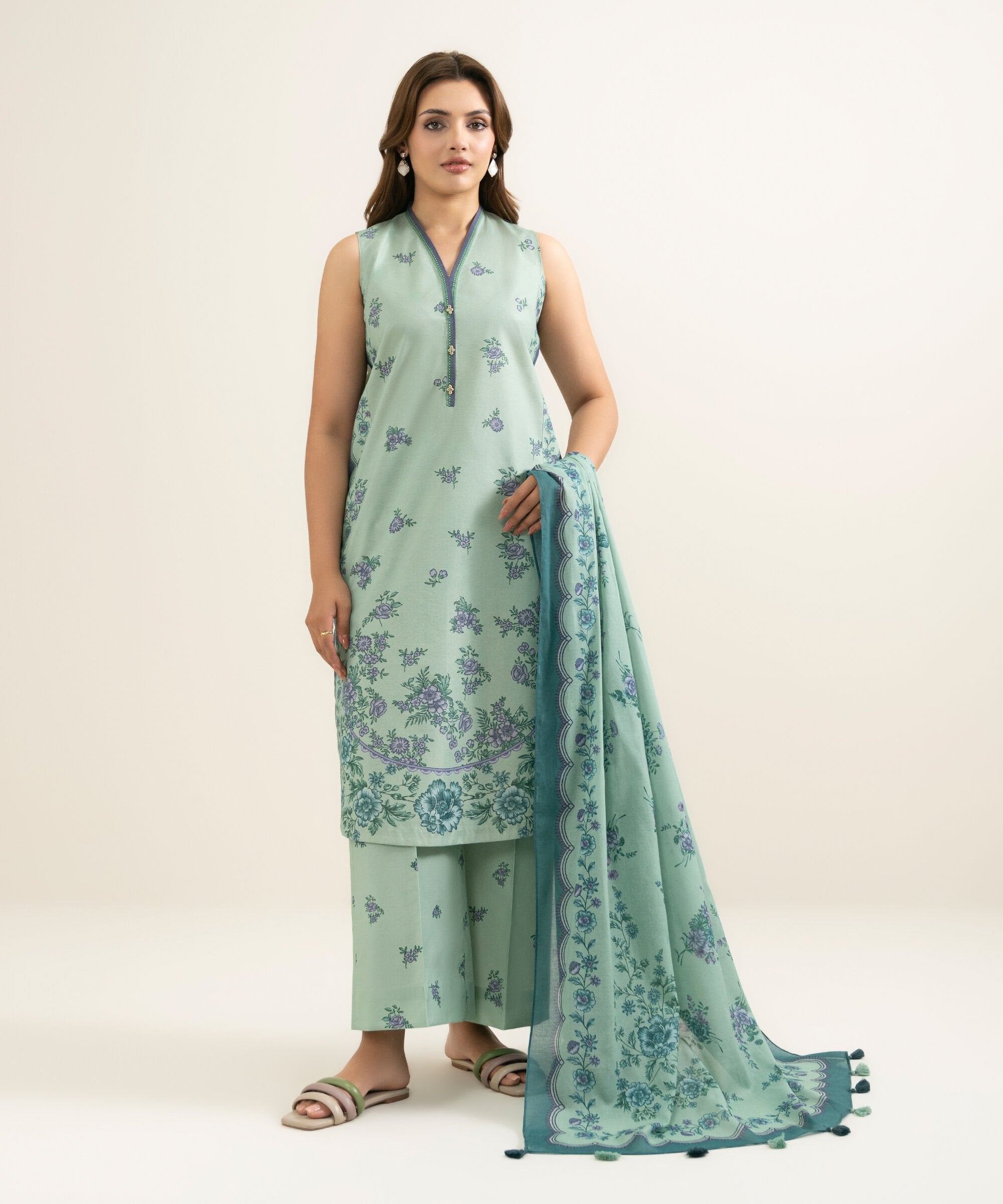 SAPPHIRE | UNSTITCHED 3-PIECE | PRINTED ZARI LAWN SUIT