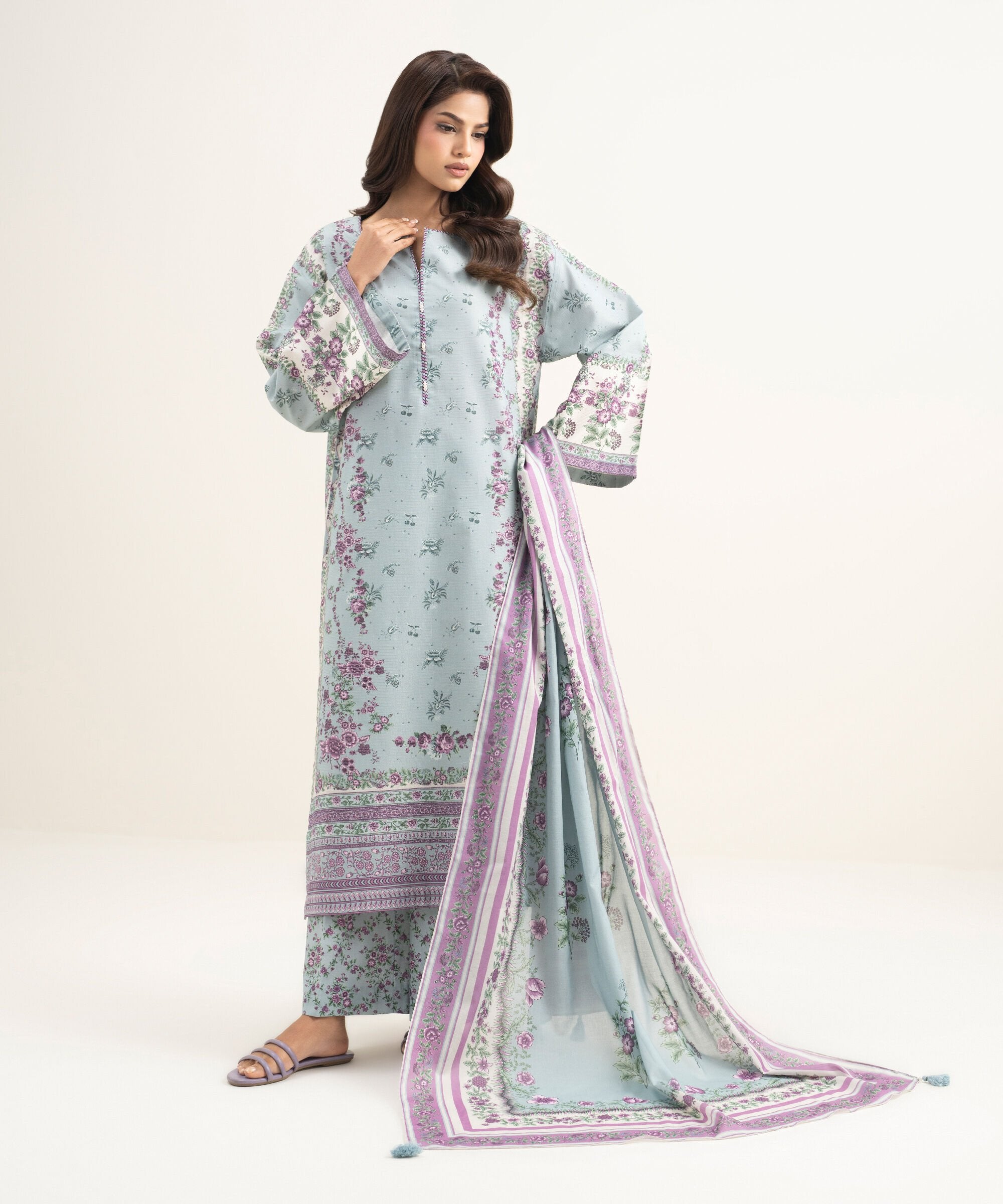 SAPPHIRE | UNSTITCHED 3-PIECE | PRINTED ZARI LAWN SUIT