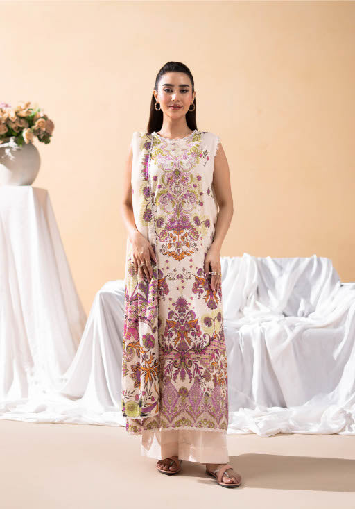 GUL BANO | UNSTITCHED 3-PIECE | PRINTED LAWN SUIT