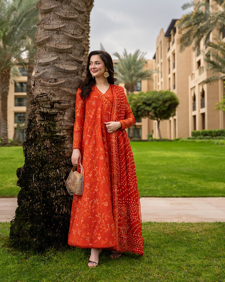 FAIZA SAQLAIN FROCK | 3PC LAWN EMBROIDERED SHIRT