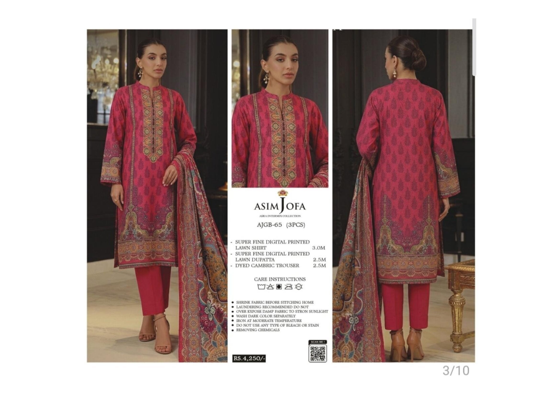 ASIM JOFA | UNSTITCHED 3-PIECE | PRINTED LAWN SUIT