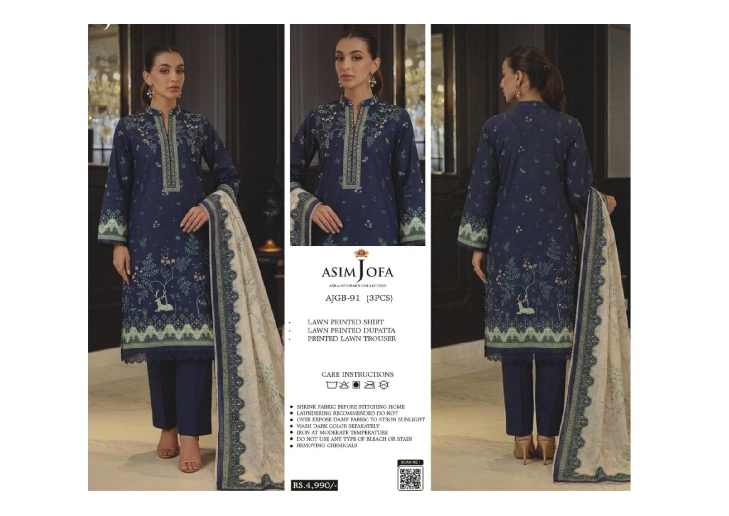 ASIM JOFA | UNSTITCHED 3-PIECE | PRINTED LAWN SUIT
