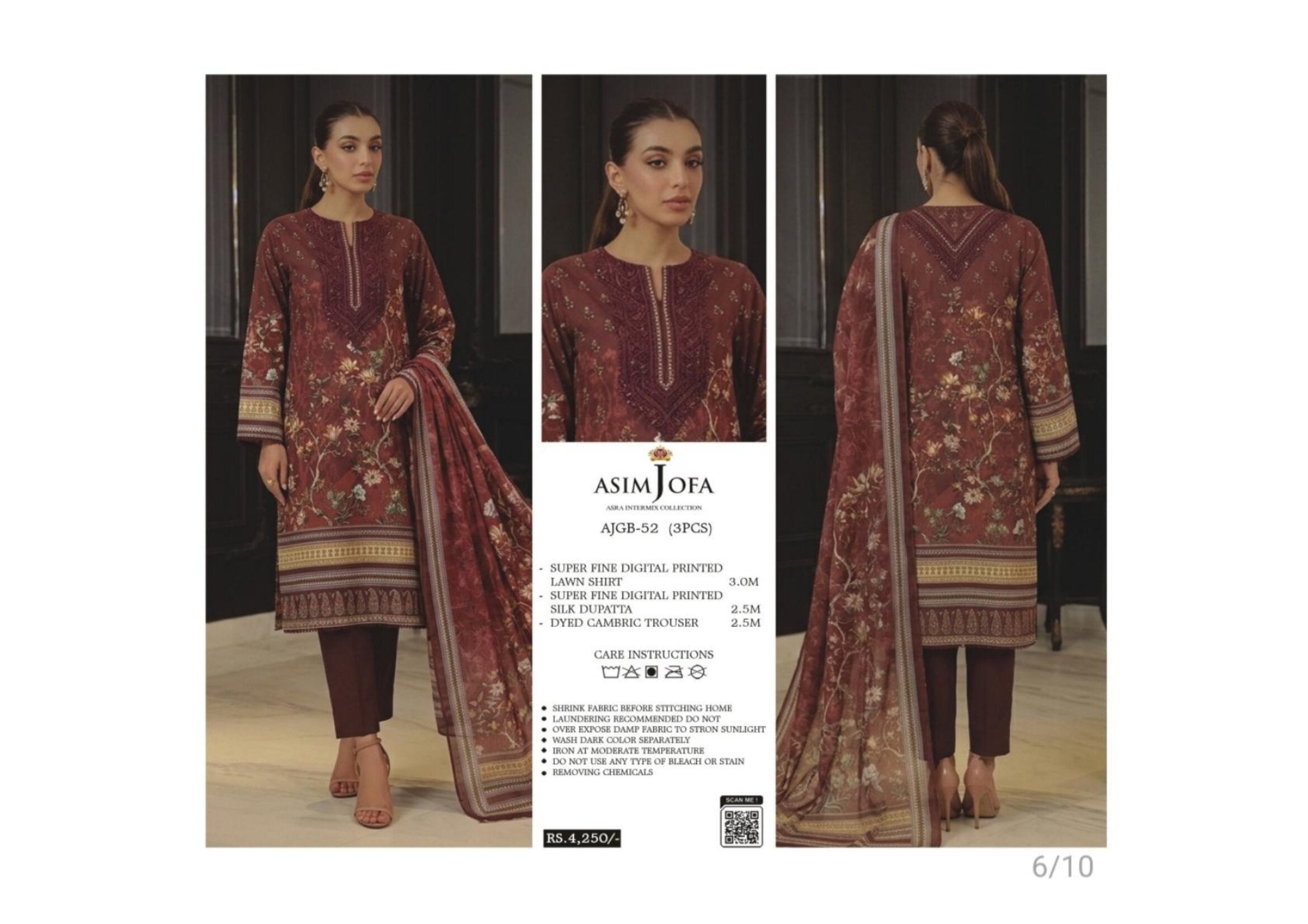 ASIM JOFA | UNSTITCHED 3-PIECE | PRINTED LAWN SUIT