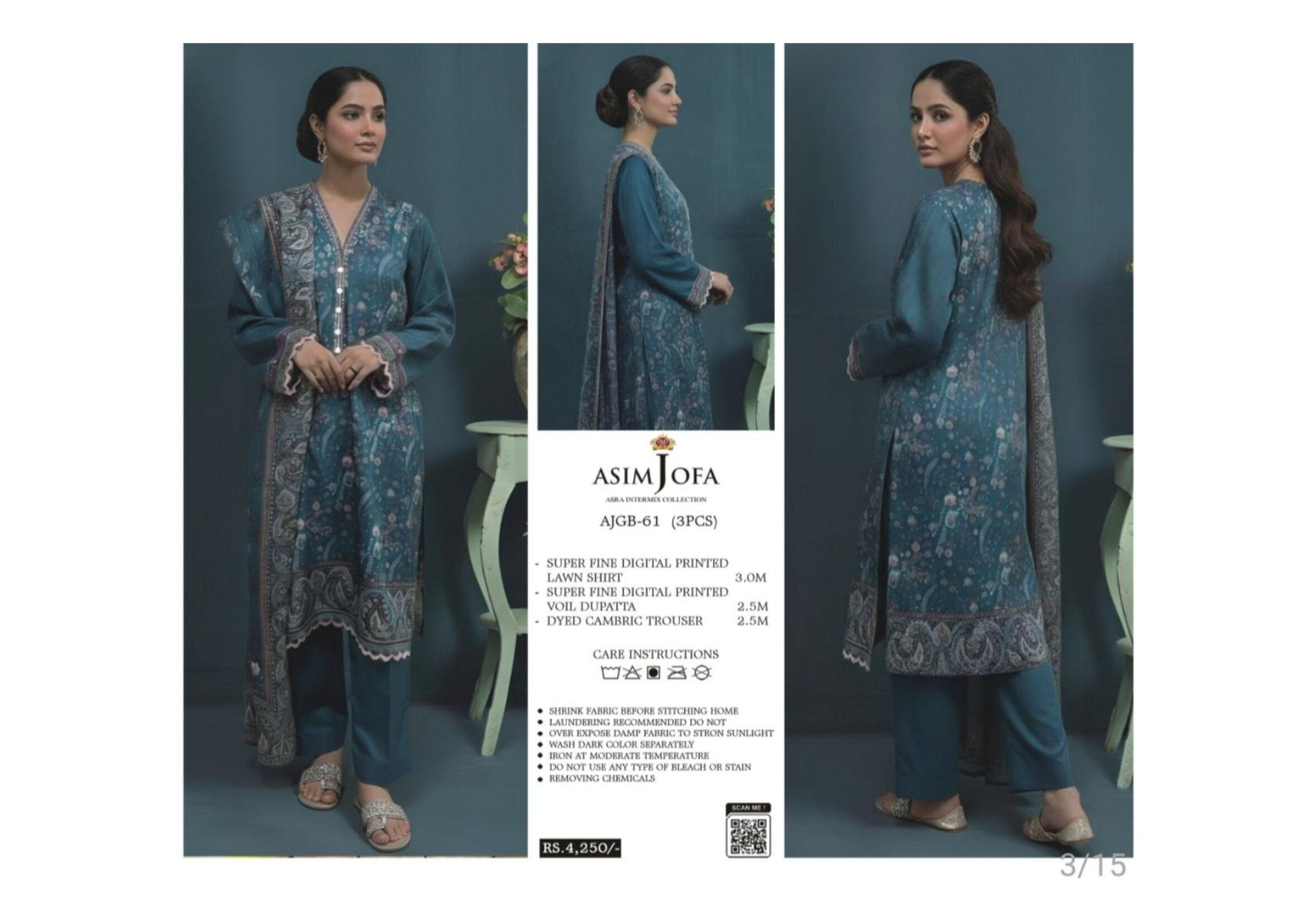ASIM JOFA | UNSTITCHED 3-PIECE | PRINTED LAWN SUIT