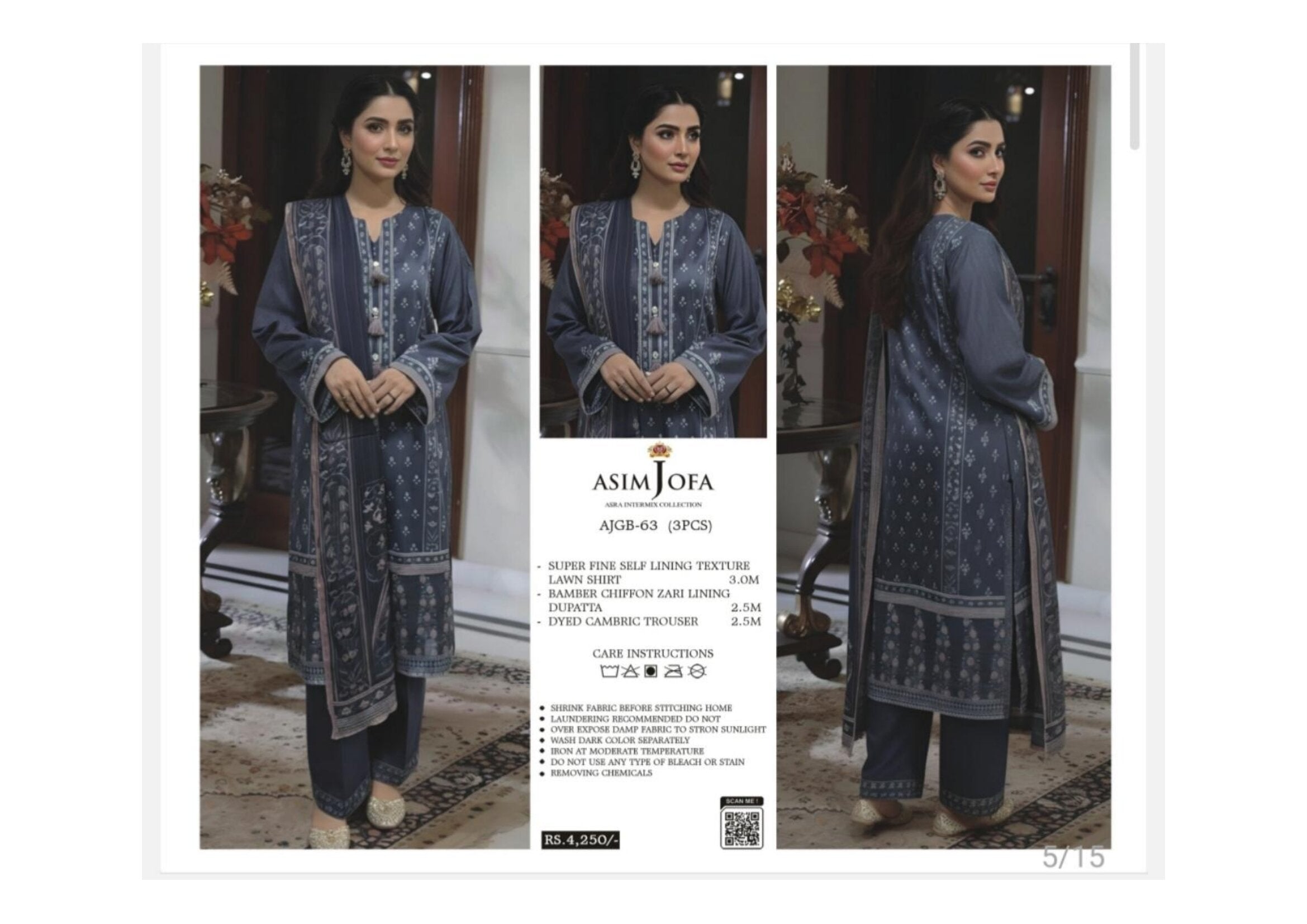 ASIM JOFA | UNSTITCHED 3-PIECE | PRINTED LAWN SUIT