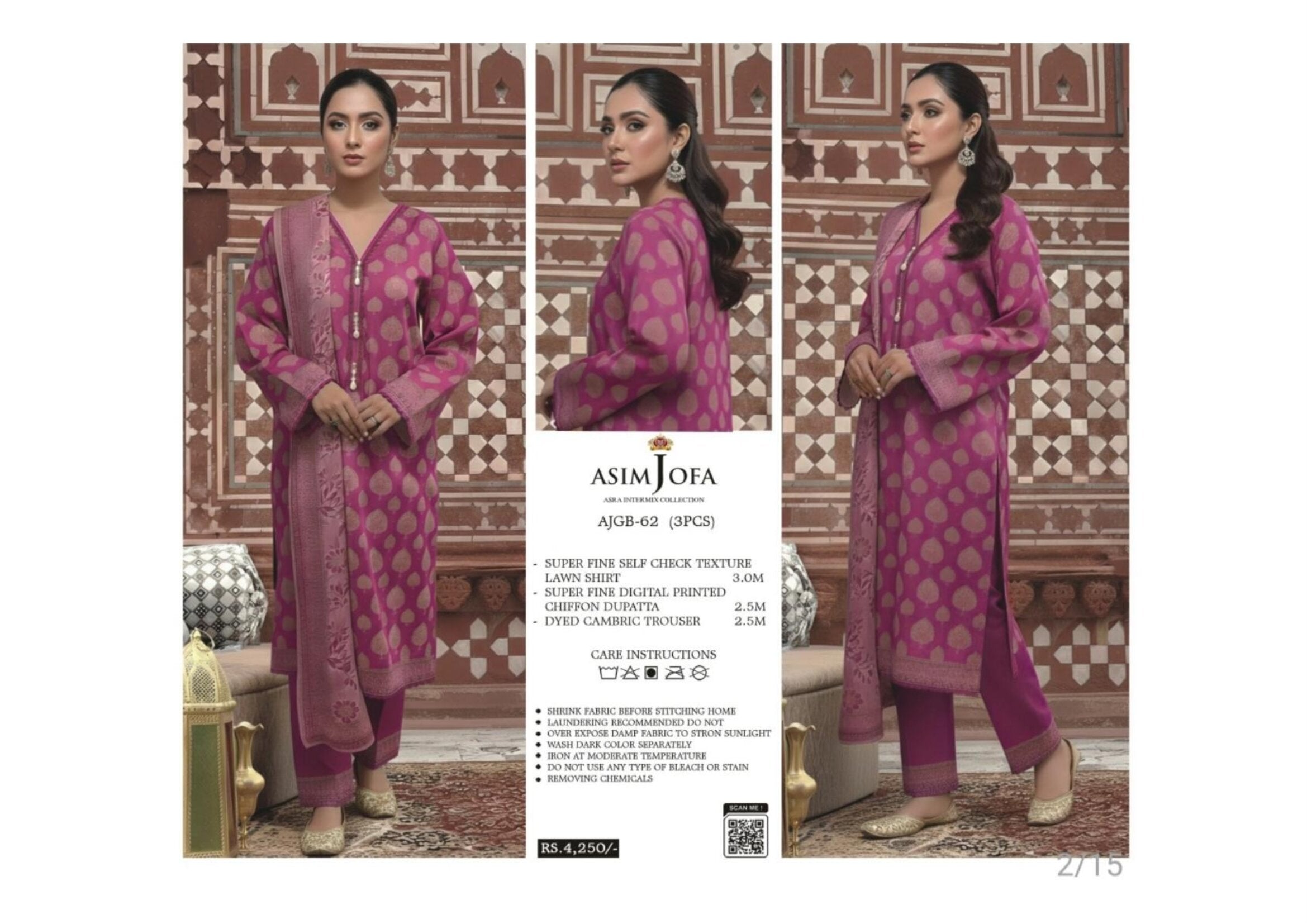 ASIM JOFA | UNSTITCHED 3-PIECE | PRINTED LAWN SUIT