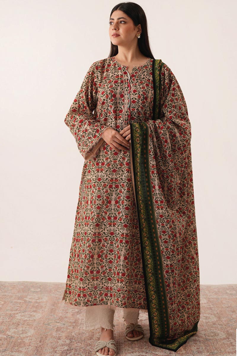 Agha Noor 3 Piece - Digital Printed Khaddar Suit JDOAN02