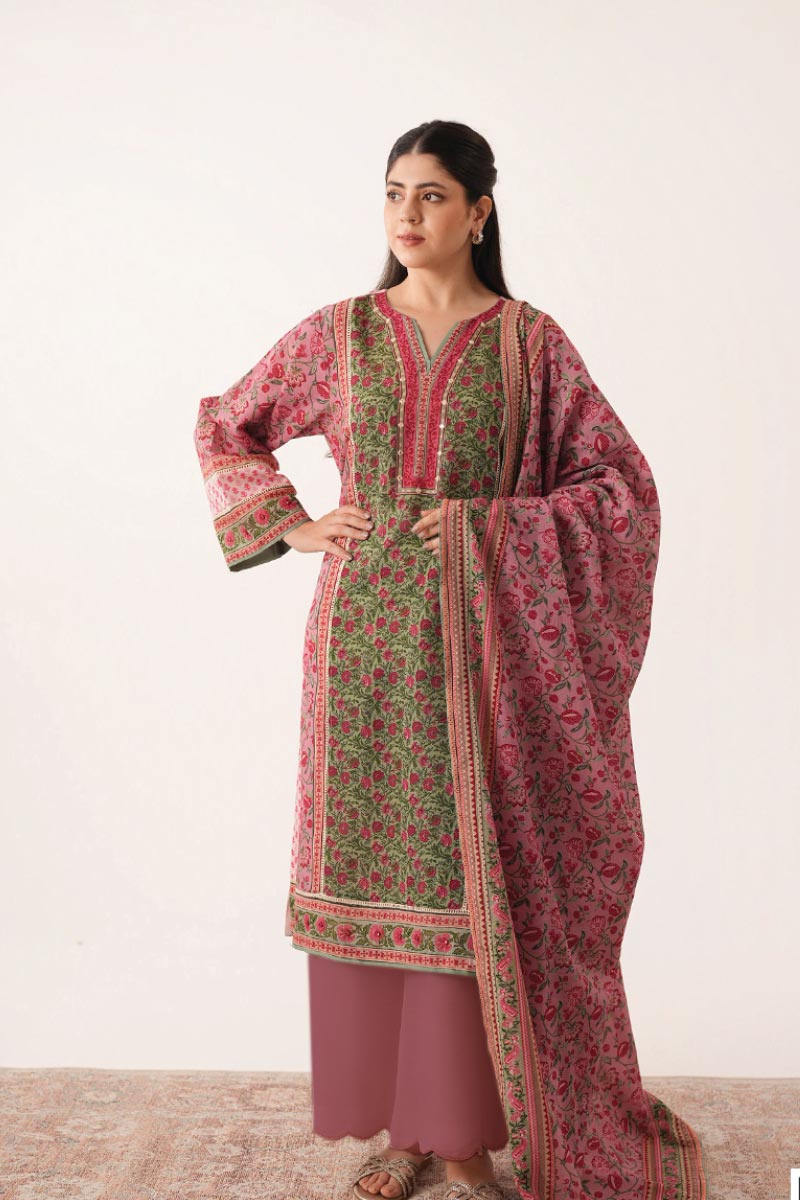 Agha Noor 3 Piece - Digital Printed Khaddar Suit JDOAN07