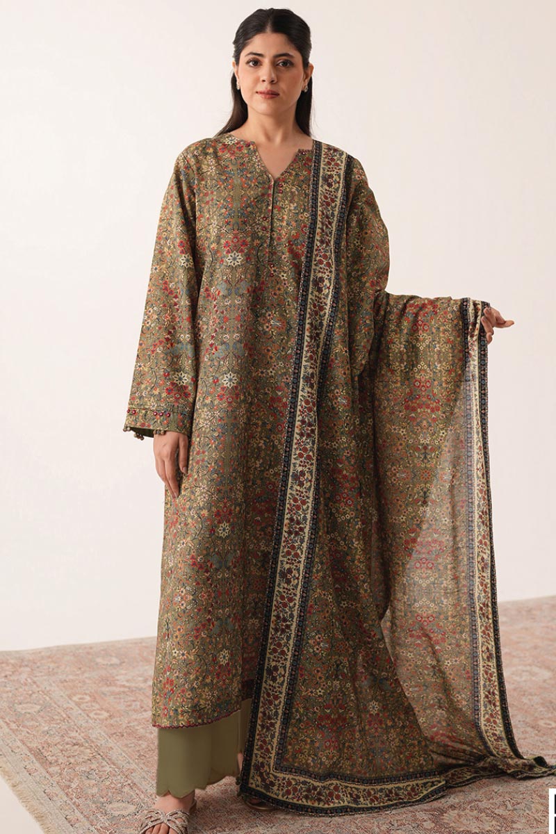Agha Noor 3 Piece - Digital Printed Khaddar Suit JDOAN08