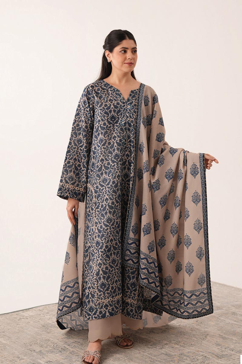 Agha Noor 3 Piece - Digital Printed Khaddar Suit JDOAN09