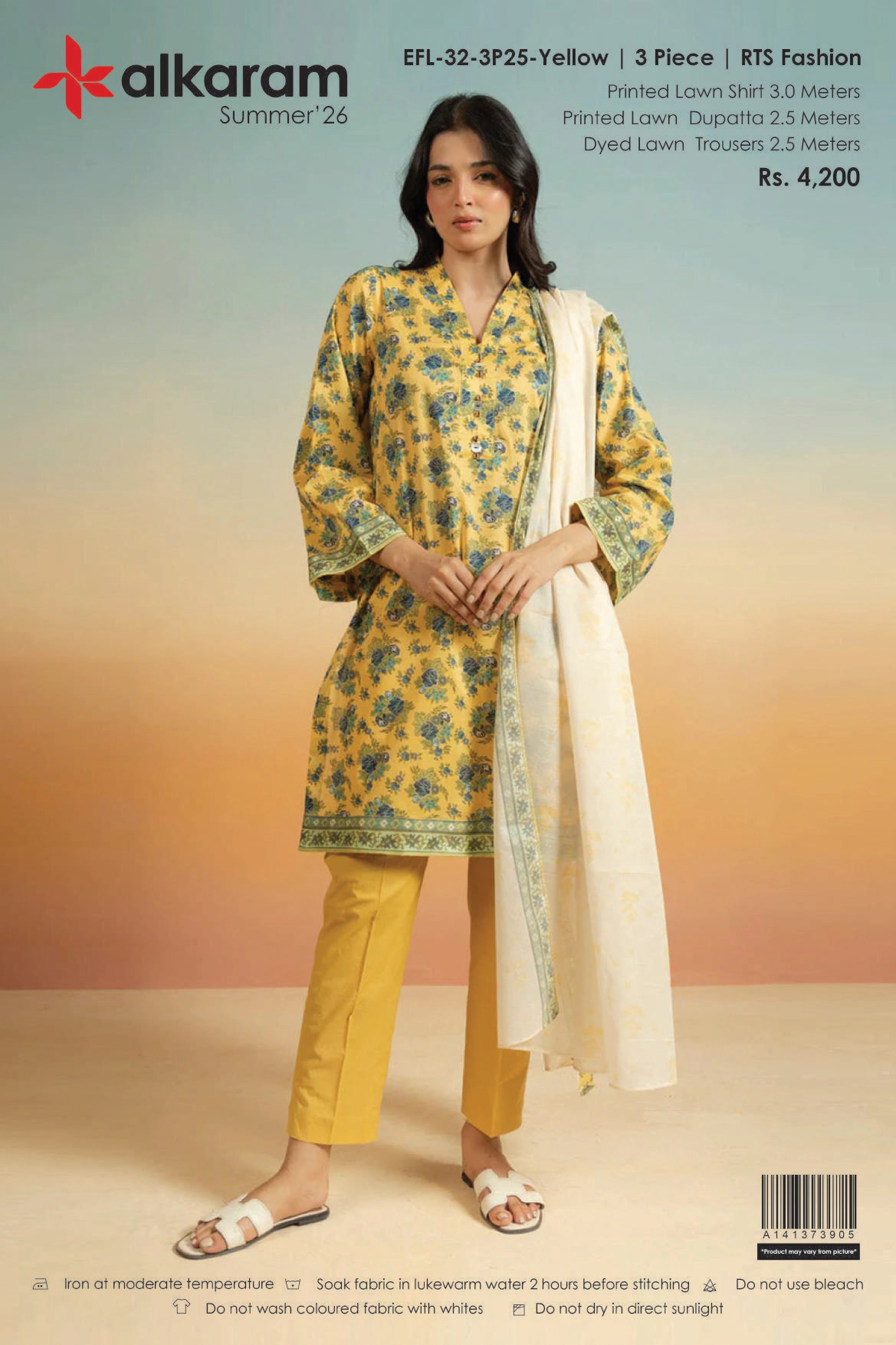 ALKARAM SUMMER’26 | UNSTITCHED 3PC | PRINTED LAWN SUIT