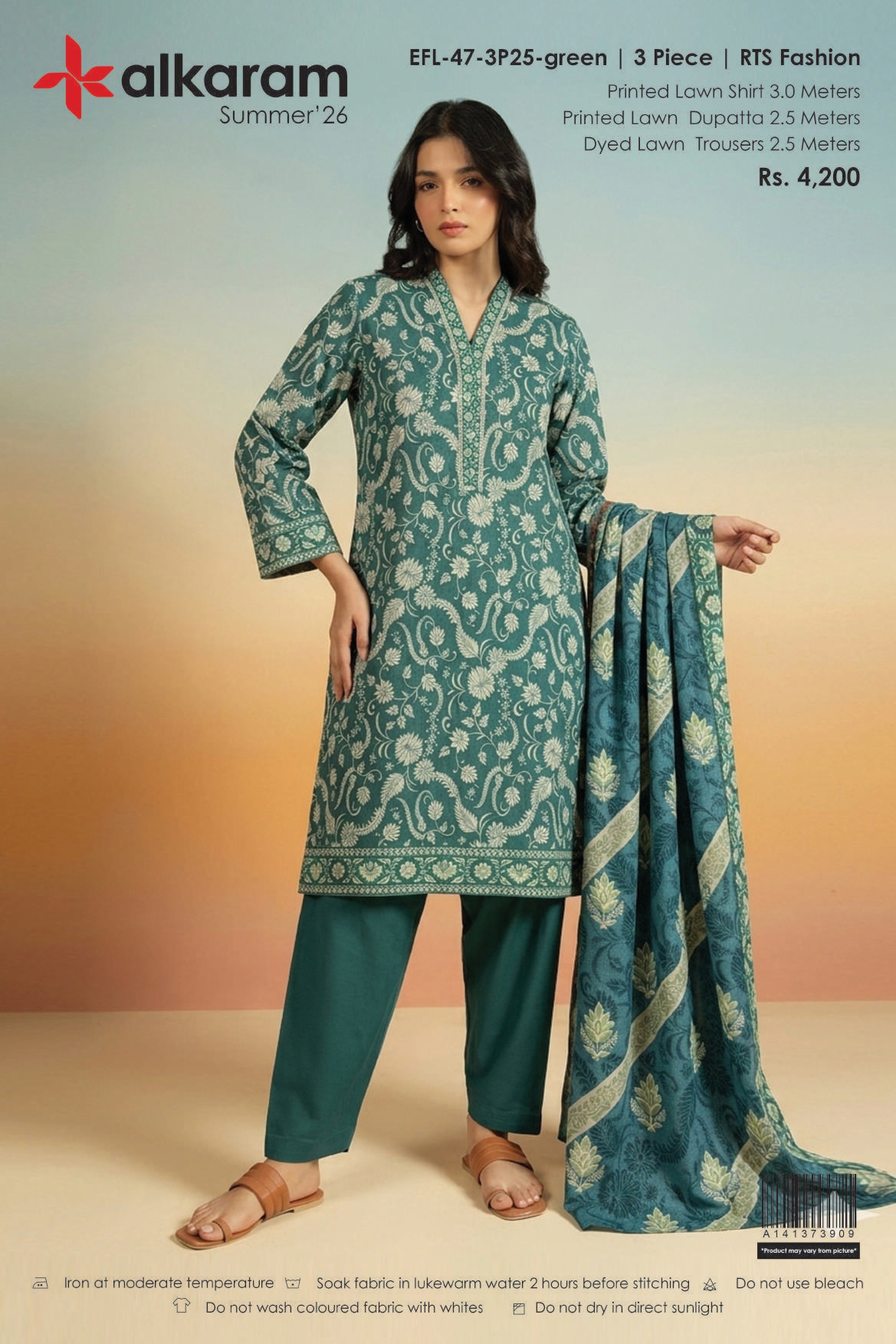 ALKARAM SUMMER’26 | UNSTITCHED 3PC | PRINTED LAWN SUIT