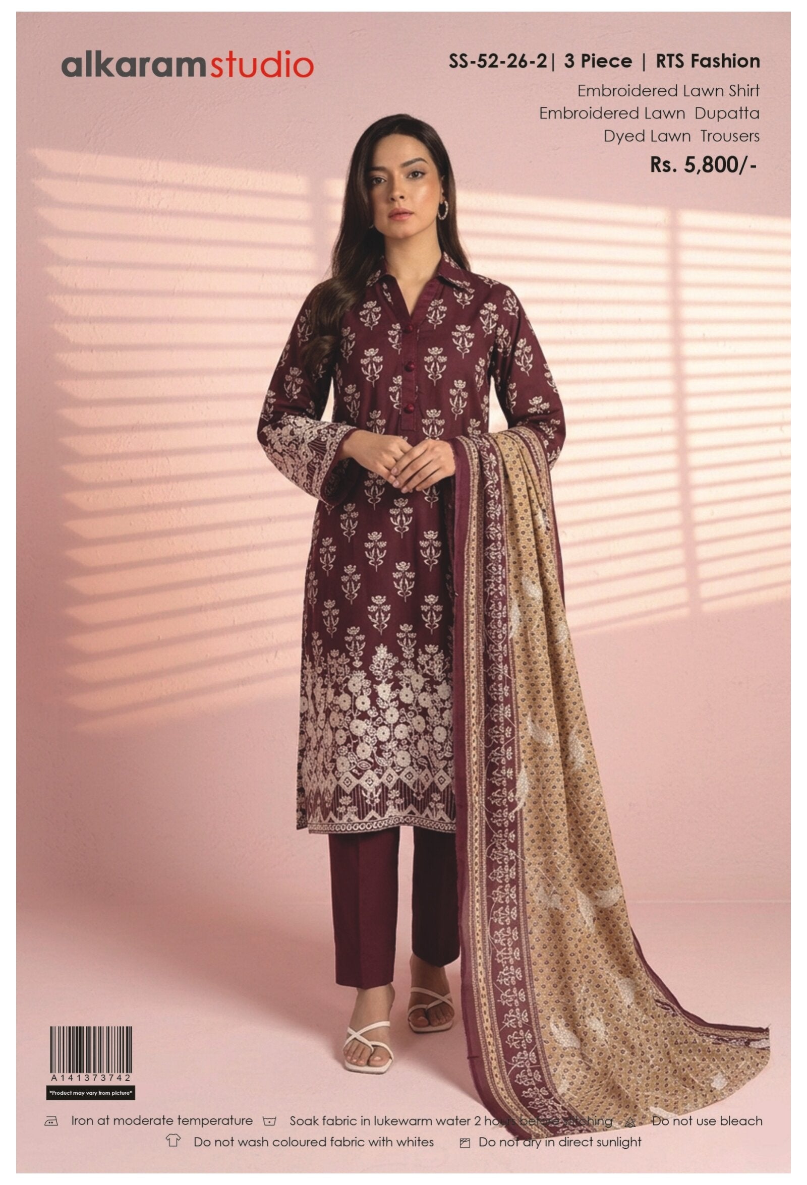 ALKARAM | UNSTITCHED 3PC | EMBROIDERED LAWN SUIT
