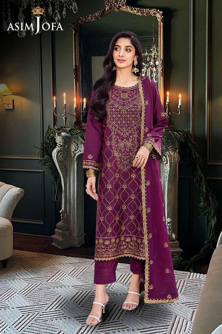 Asim Jofa 3-Piece Unstitched Embroidered Suit JDOAJ010