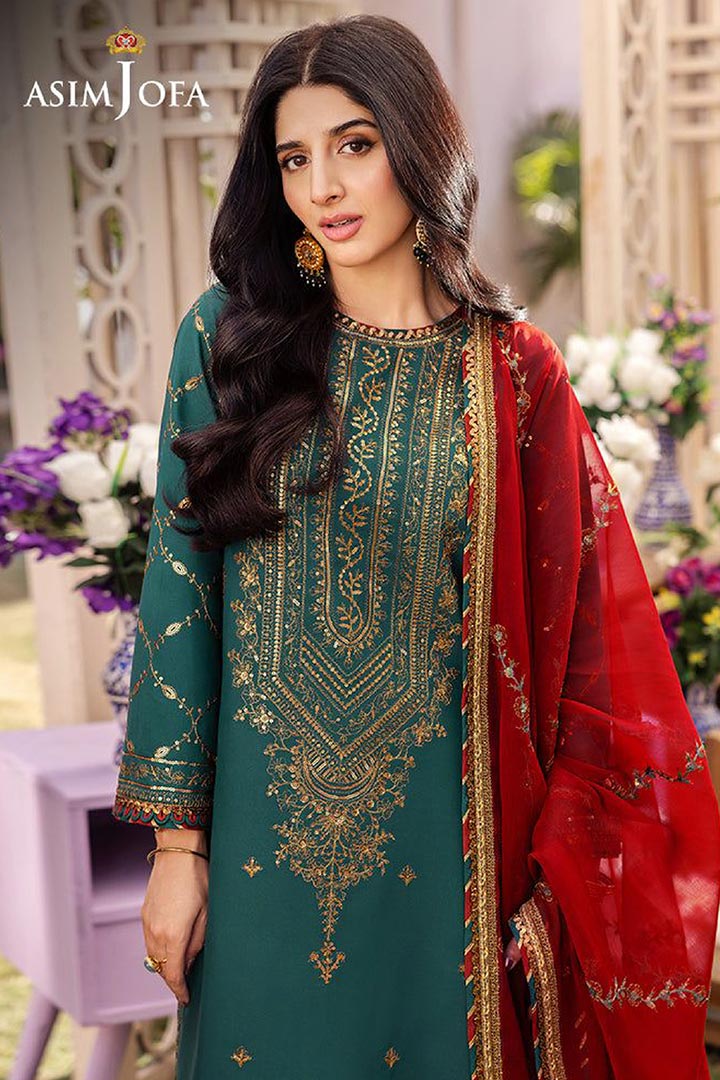 Asim Jofa 3-Piece Unstitched Embroidered Suit JDOAJ09