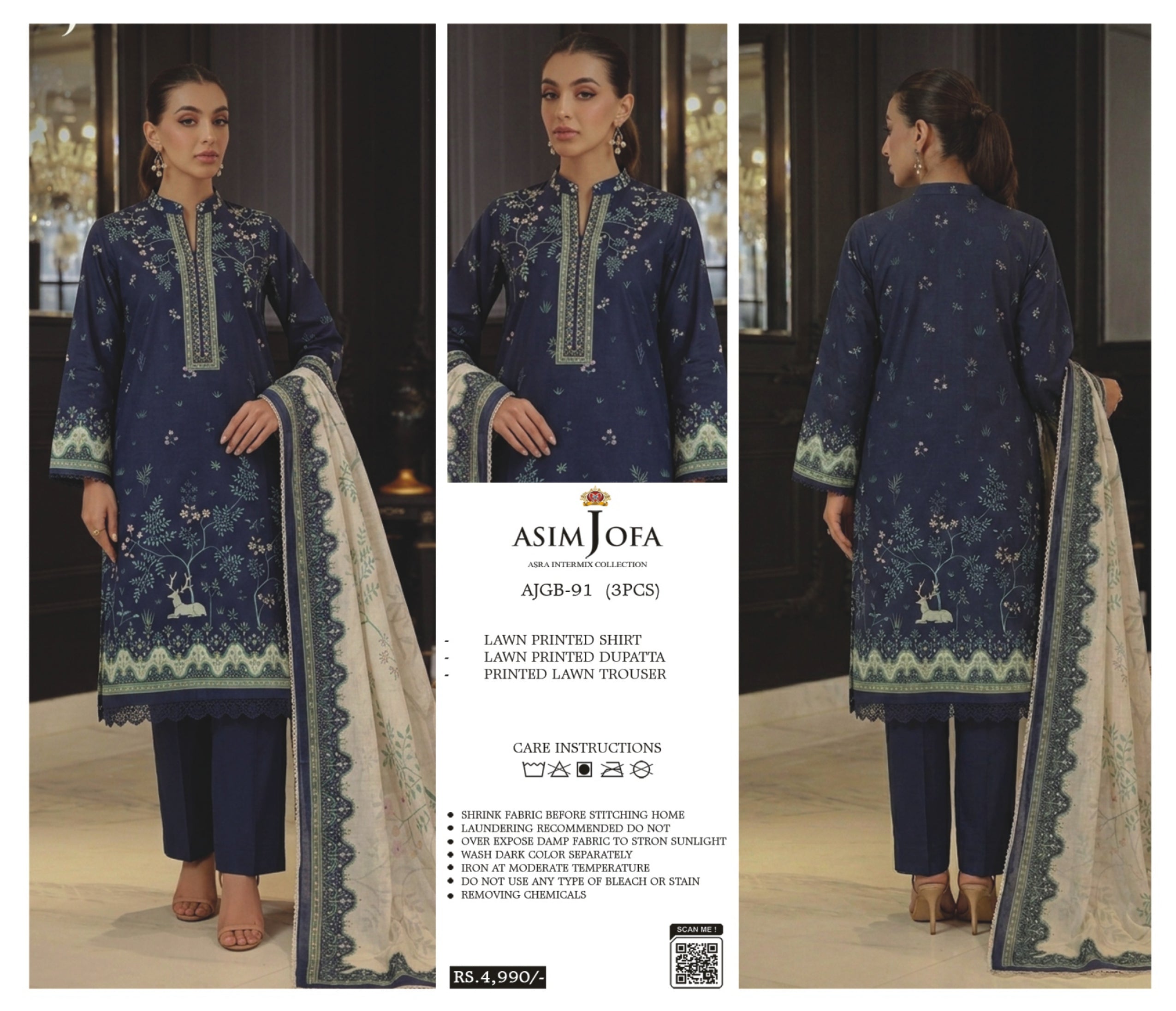 ASIM JOFA | UNSTITCHED 3-PIECE | PRINTED LAWN SUIT 91