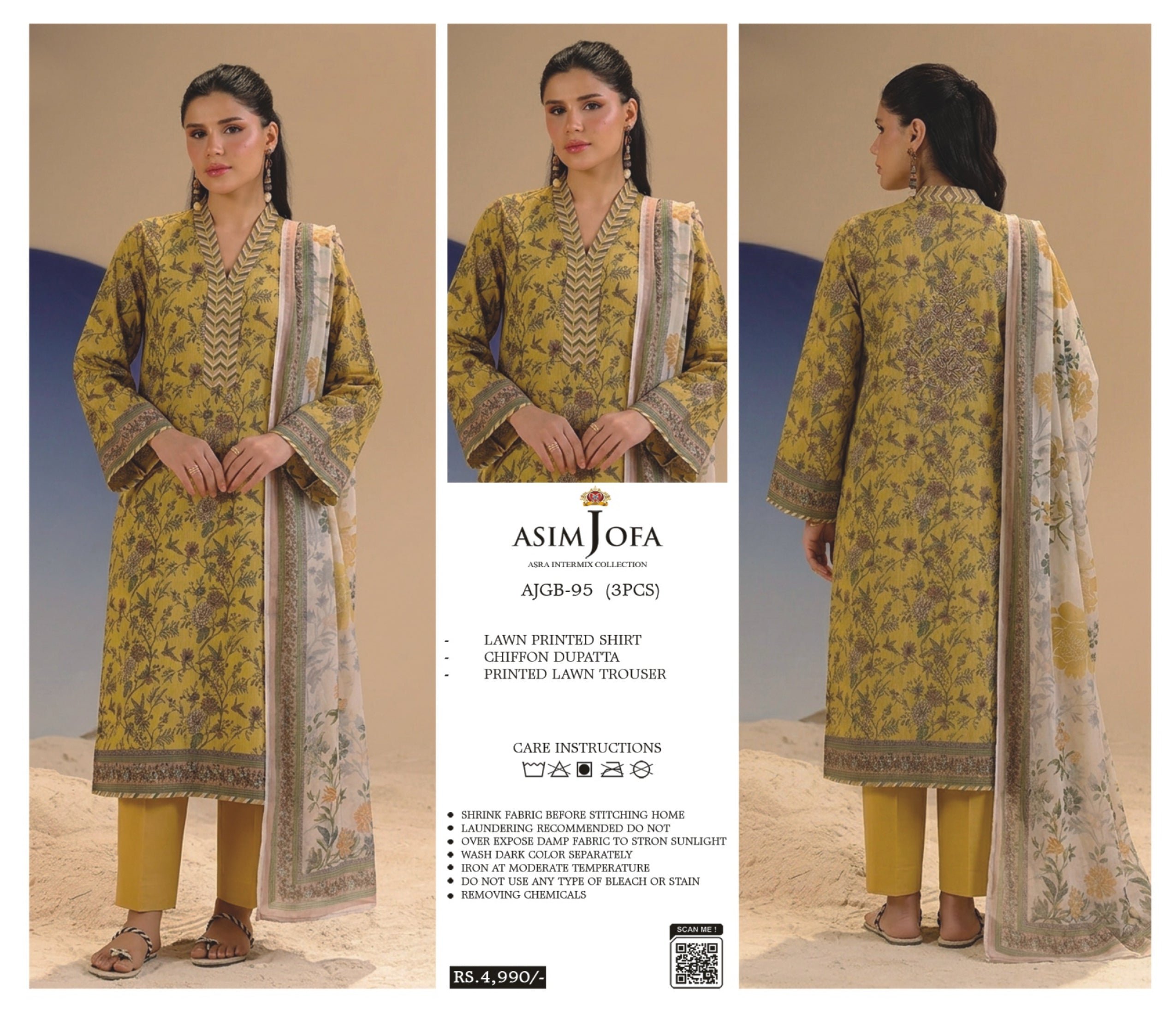 ASIM JOFA | UNSTITCHED 3-PIECE | PRINTED LAWN SUIT