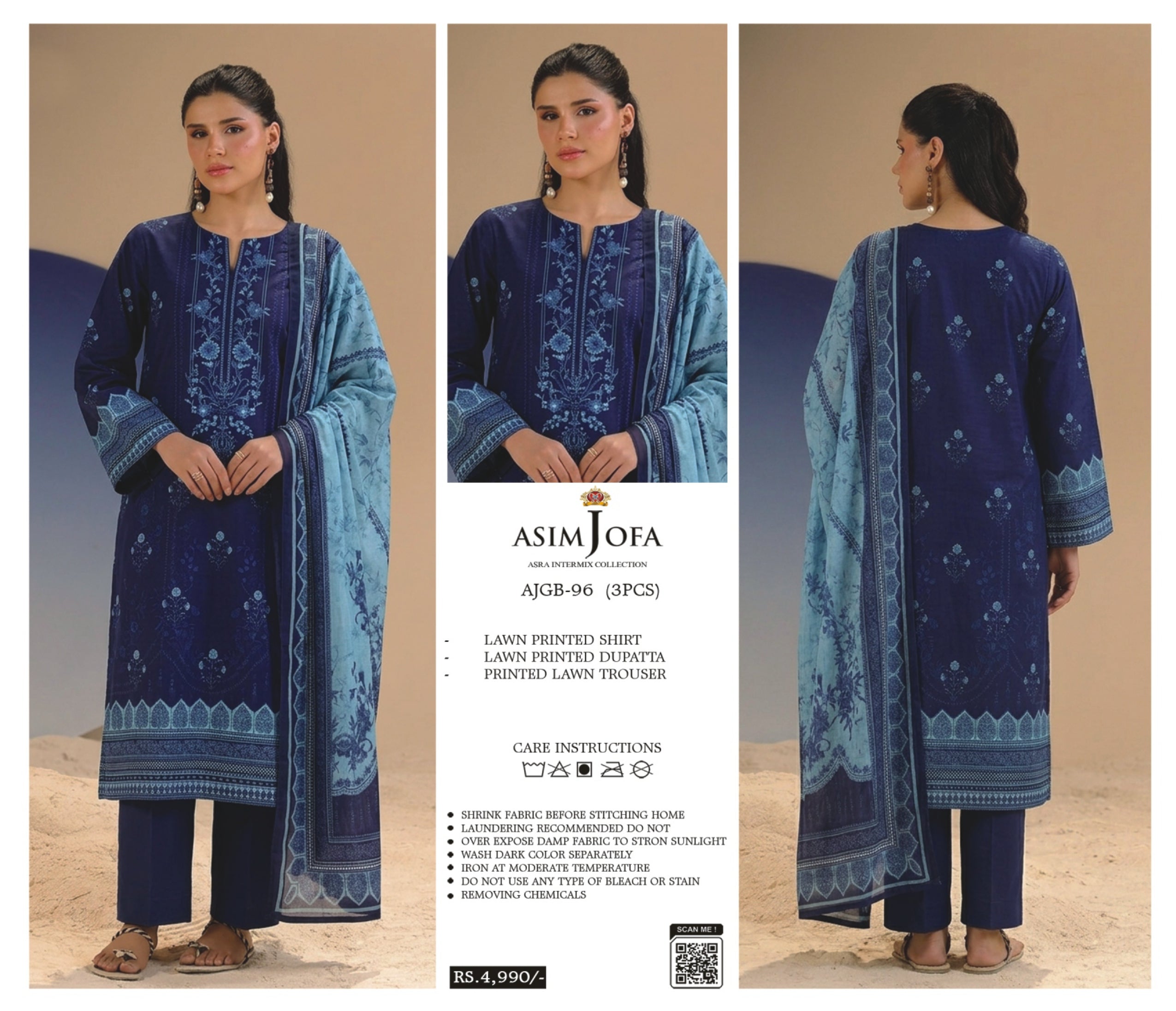 ASIM JOFA | UNSTITCHED 3-PIECE | PRINTED LAWN SUIT 96