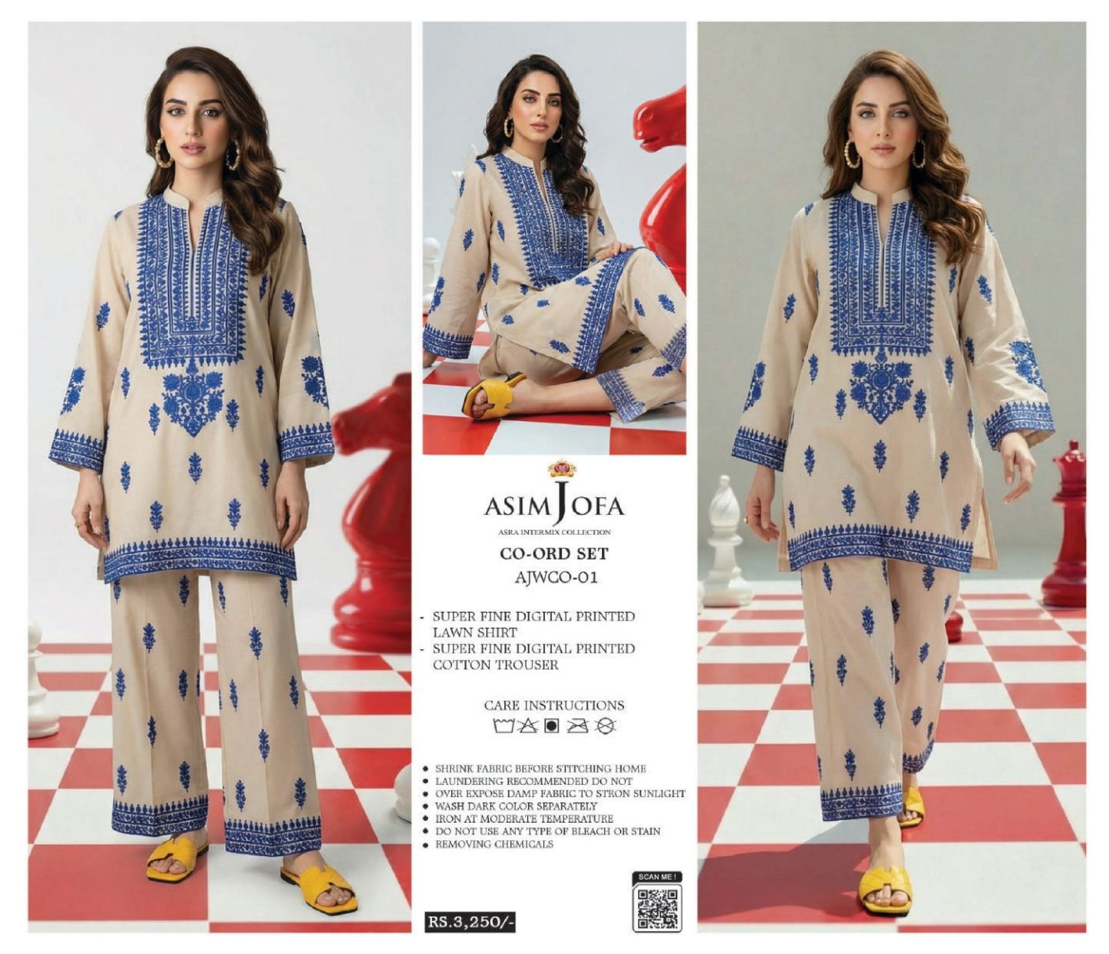 ASIM JOFA | 2 PCS UNSTITCHED | DIGITAL PRINTED LAWN CO-ORD SET