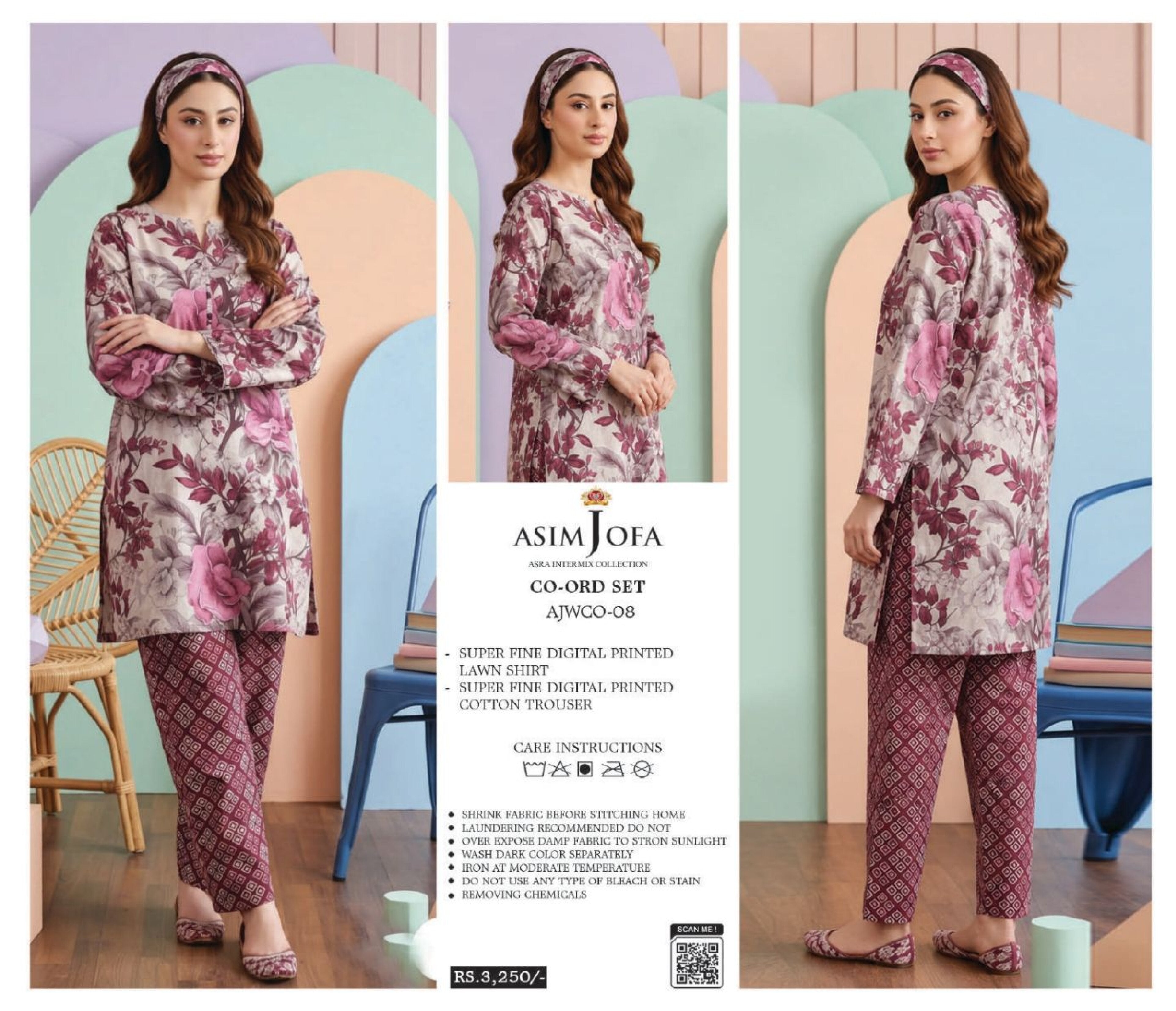 ASIM JOFA | 2 PCS UNSTITCHED | DIGITAL PRINTED LAWN CO-ORD SET