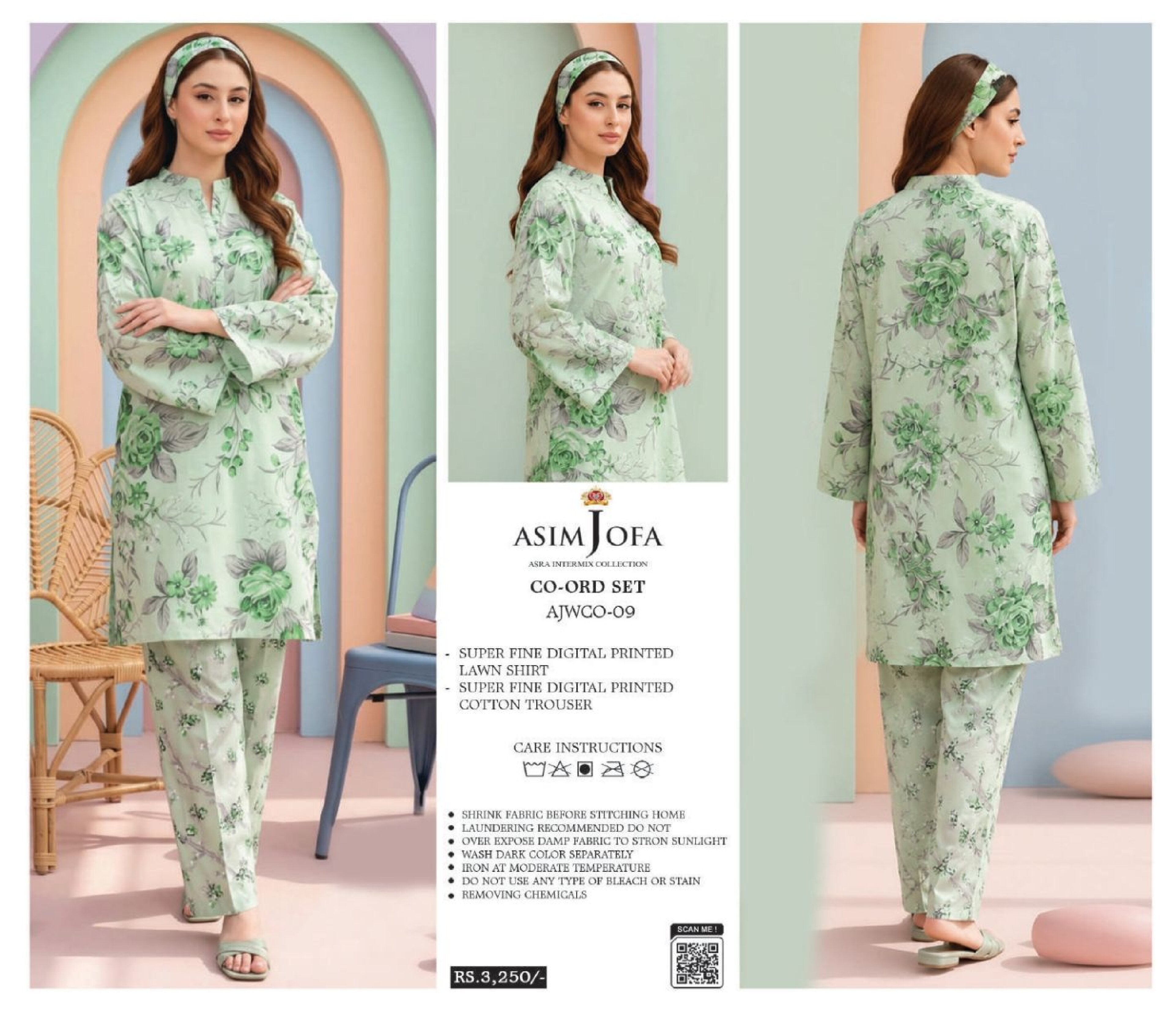 ASIM JOFA | 2 PCS UNSTITCHED | DIGITAL PRINTED LAWN CO-ORD SET