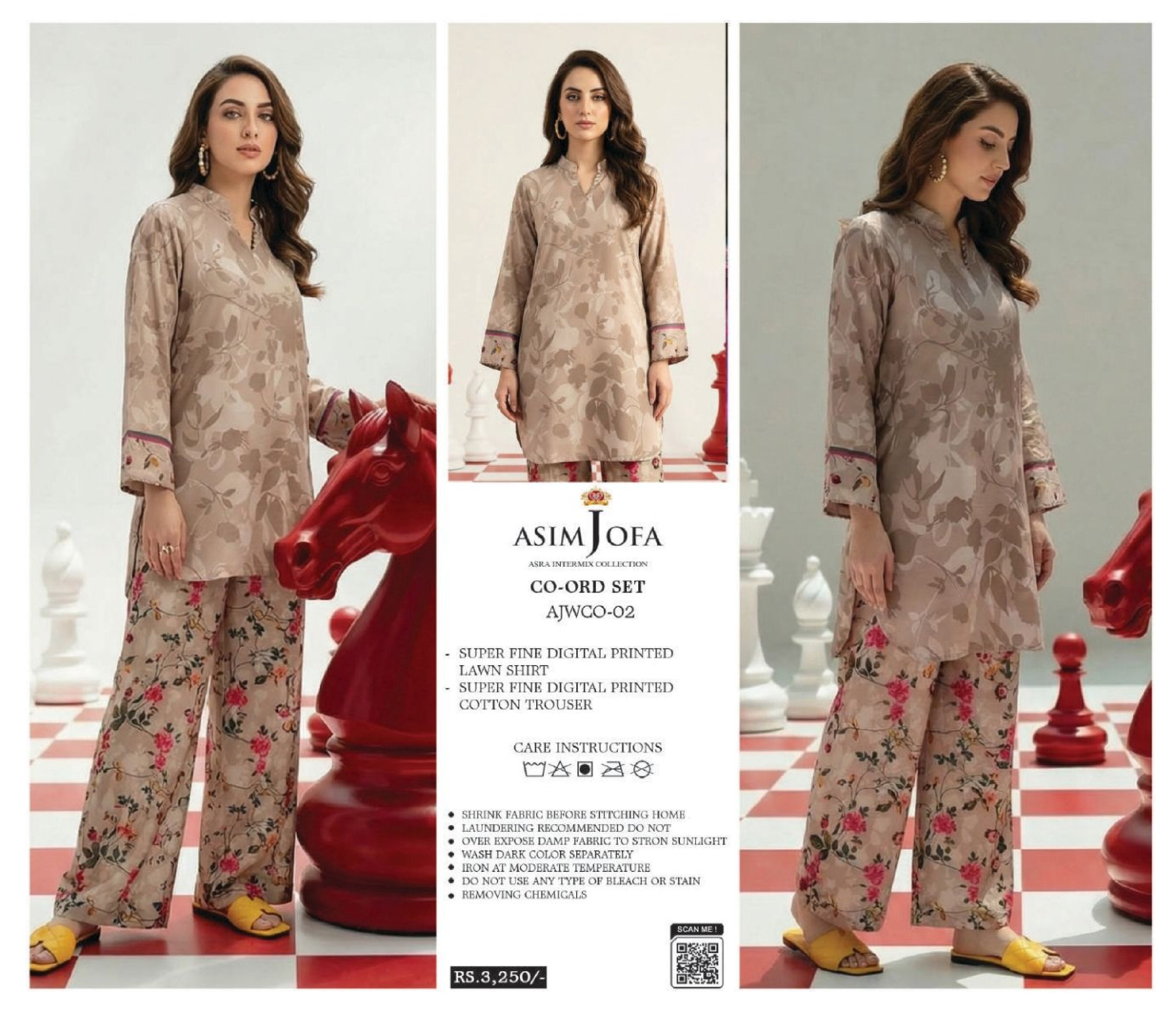 ASIM JOFA | 2 PCS UNSTITCHED | DIGITAL PRINTED LAWN CO-ORD SET