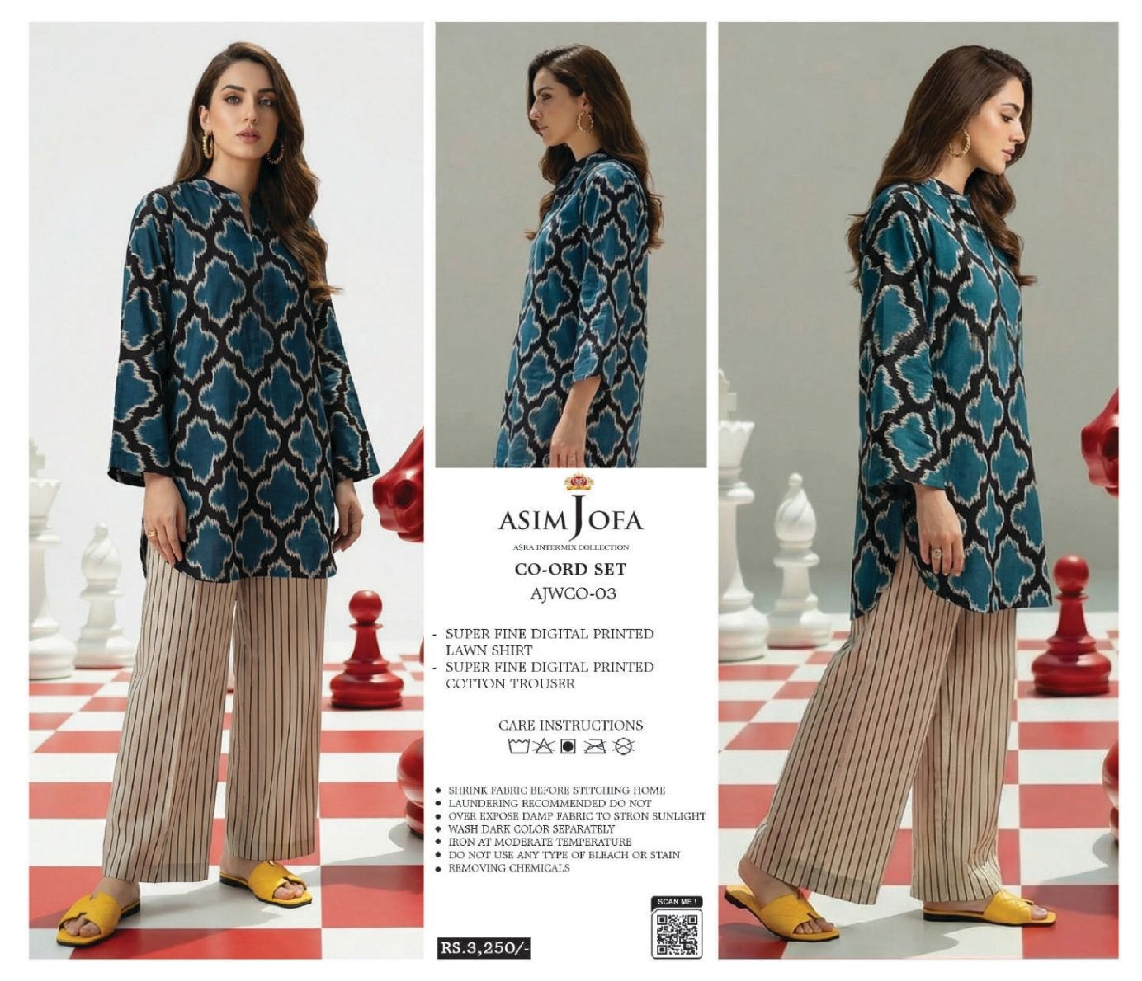 ASIM JOFA | 2 PCS UNSTITCHED | DIGITAL PRINTED LAWN CO-ORD SET