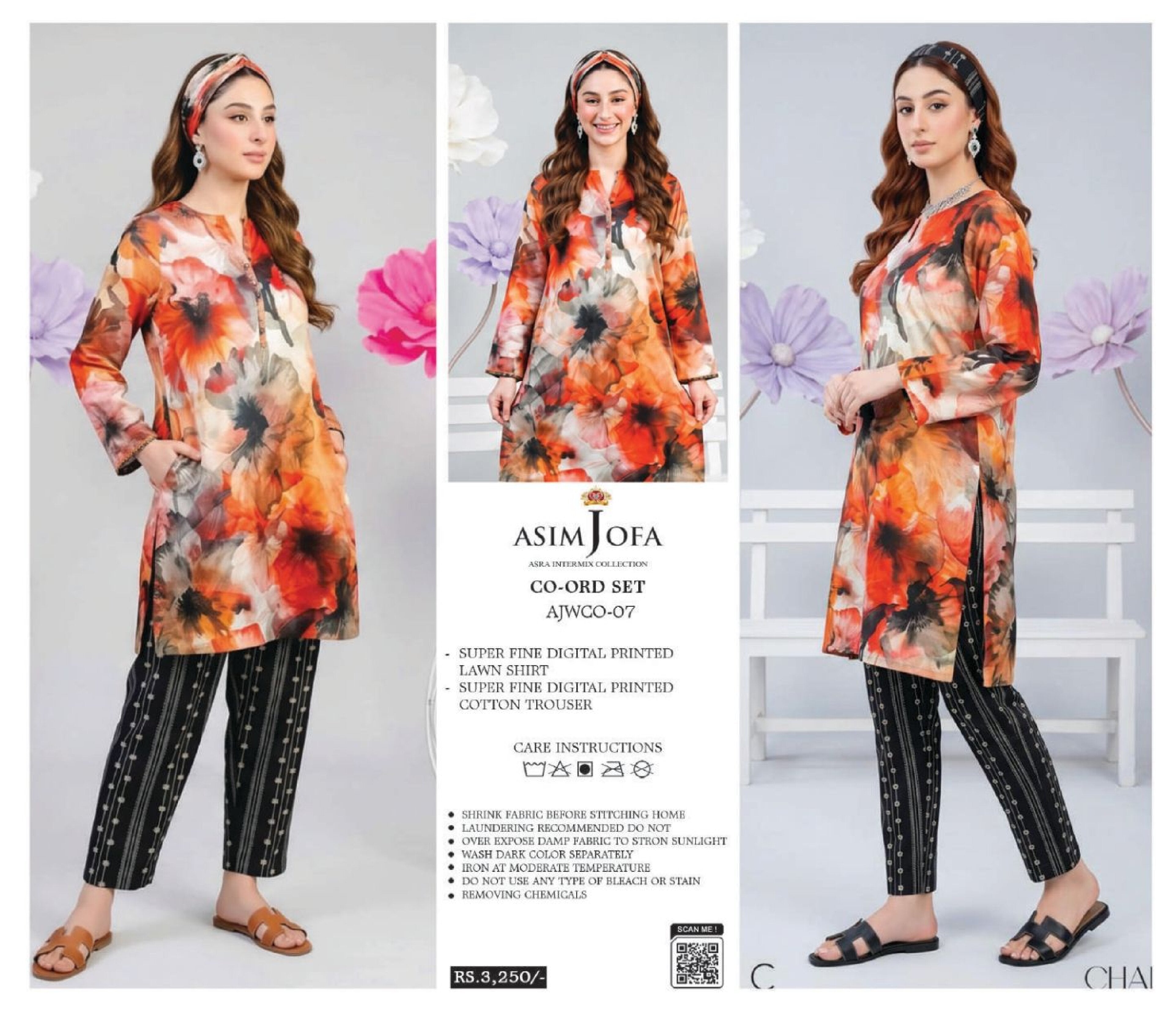 ASIM JOFA | 2 PCS UNSTITCHED | DIGITAL PRINTED LAWN CO-ORD SET