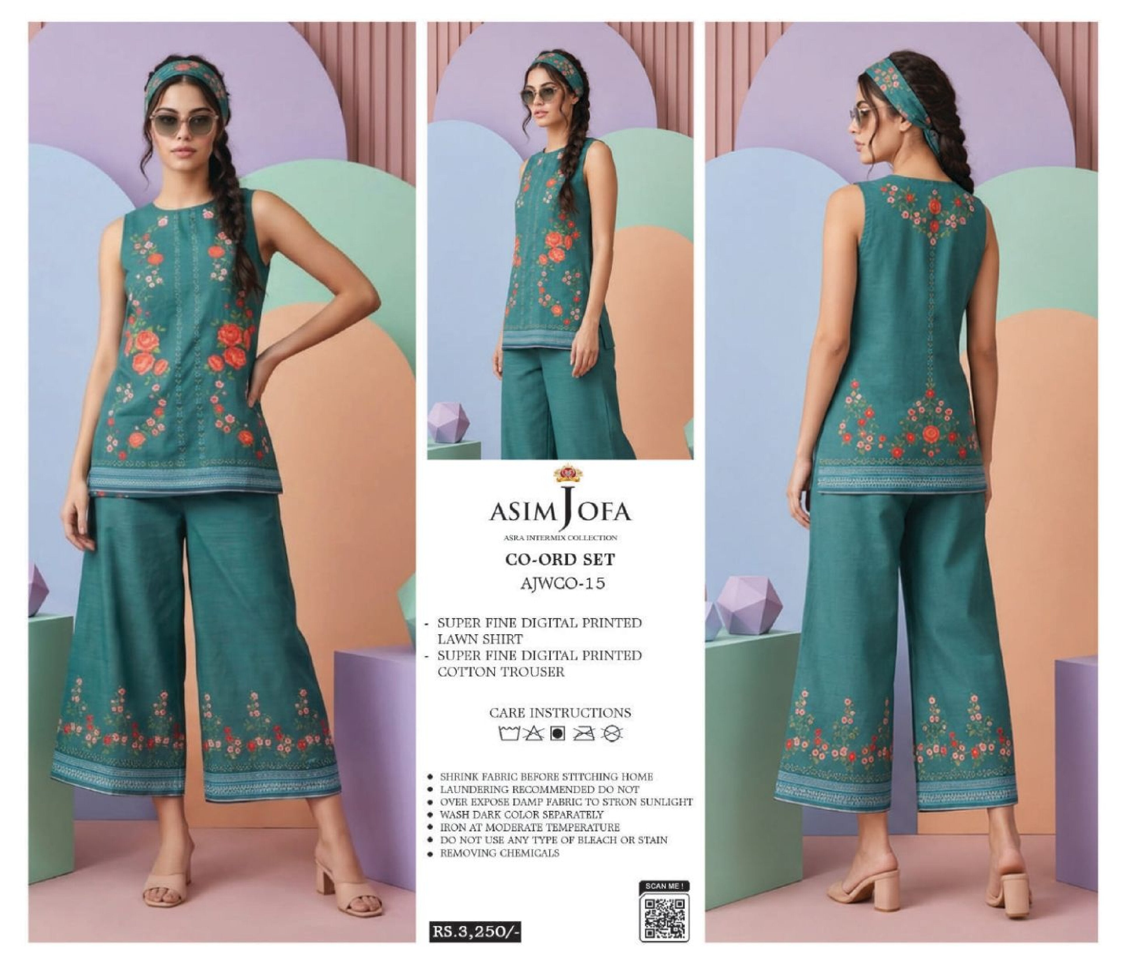 ASIM JOFA | 2 PCS UNSTITCHED | DIGITAL PRINTED LAWN CO-ORD SET