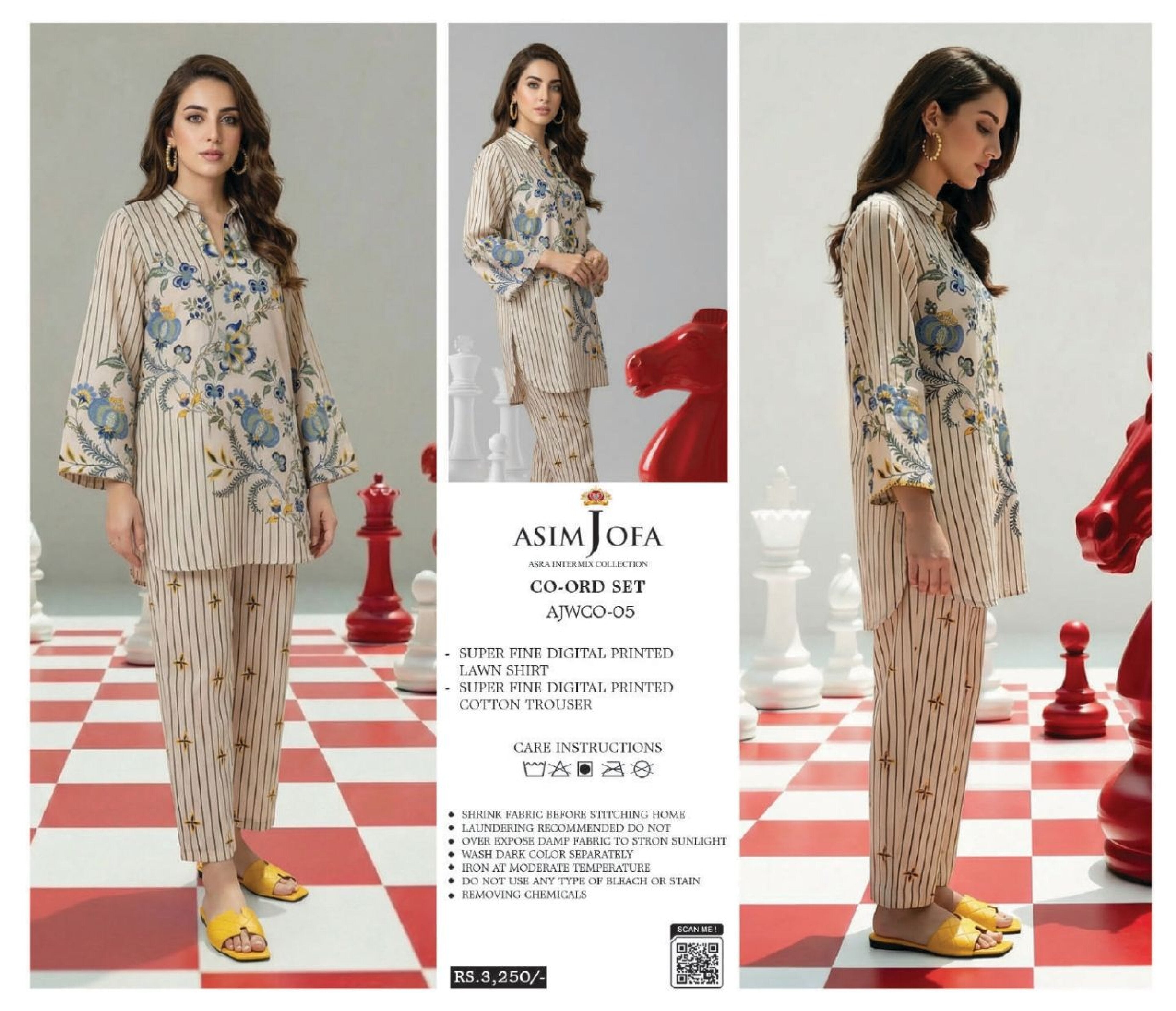 ASIM JOFA | 2 PCS UNSTITCHED | DIGITAL PRINTED LAWN CO-ORD SET