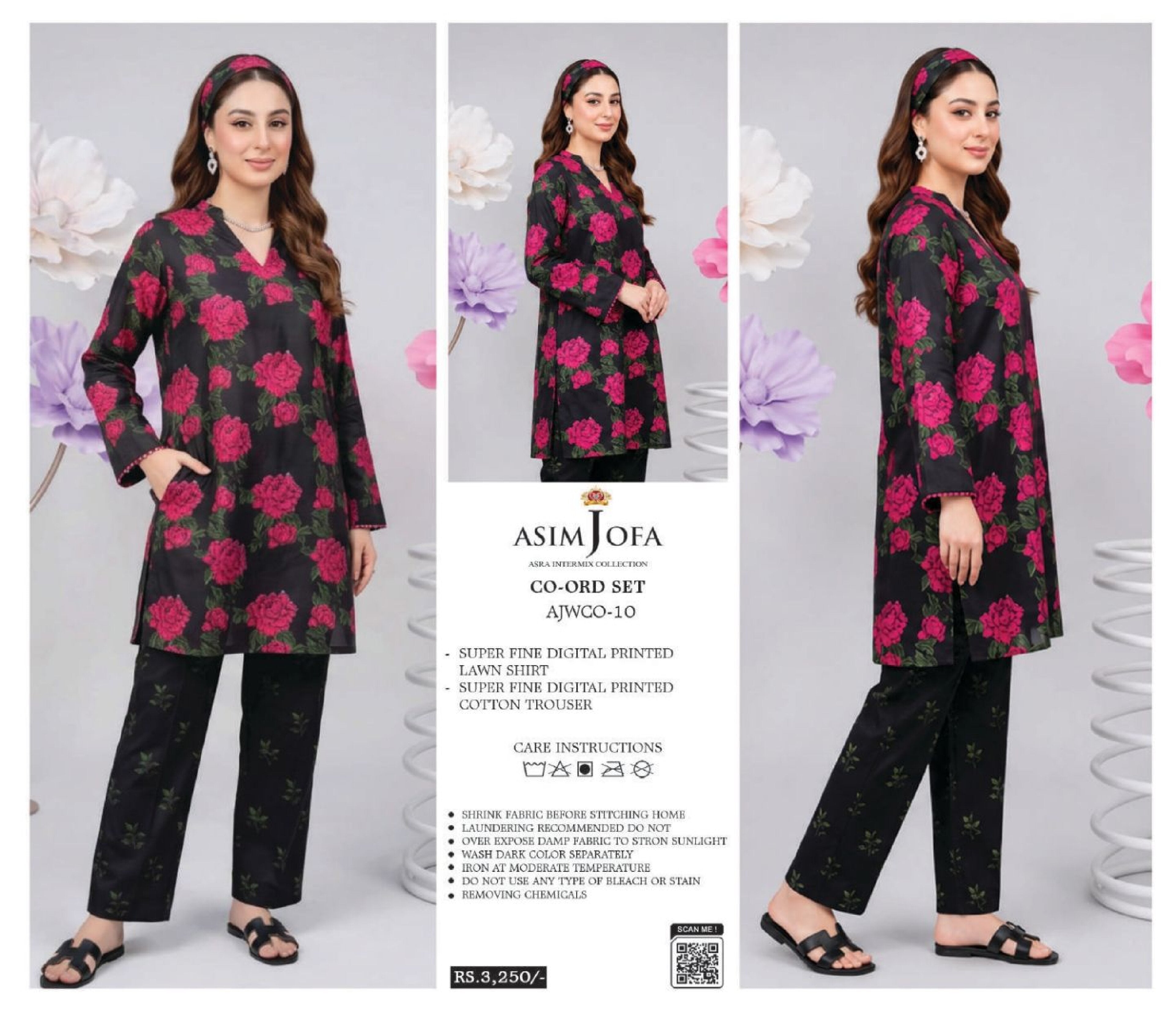 ASIM JOFA | 2 PCS UNSTITCHED | DIGITAL PRINTED LAWN CO-ORD SET