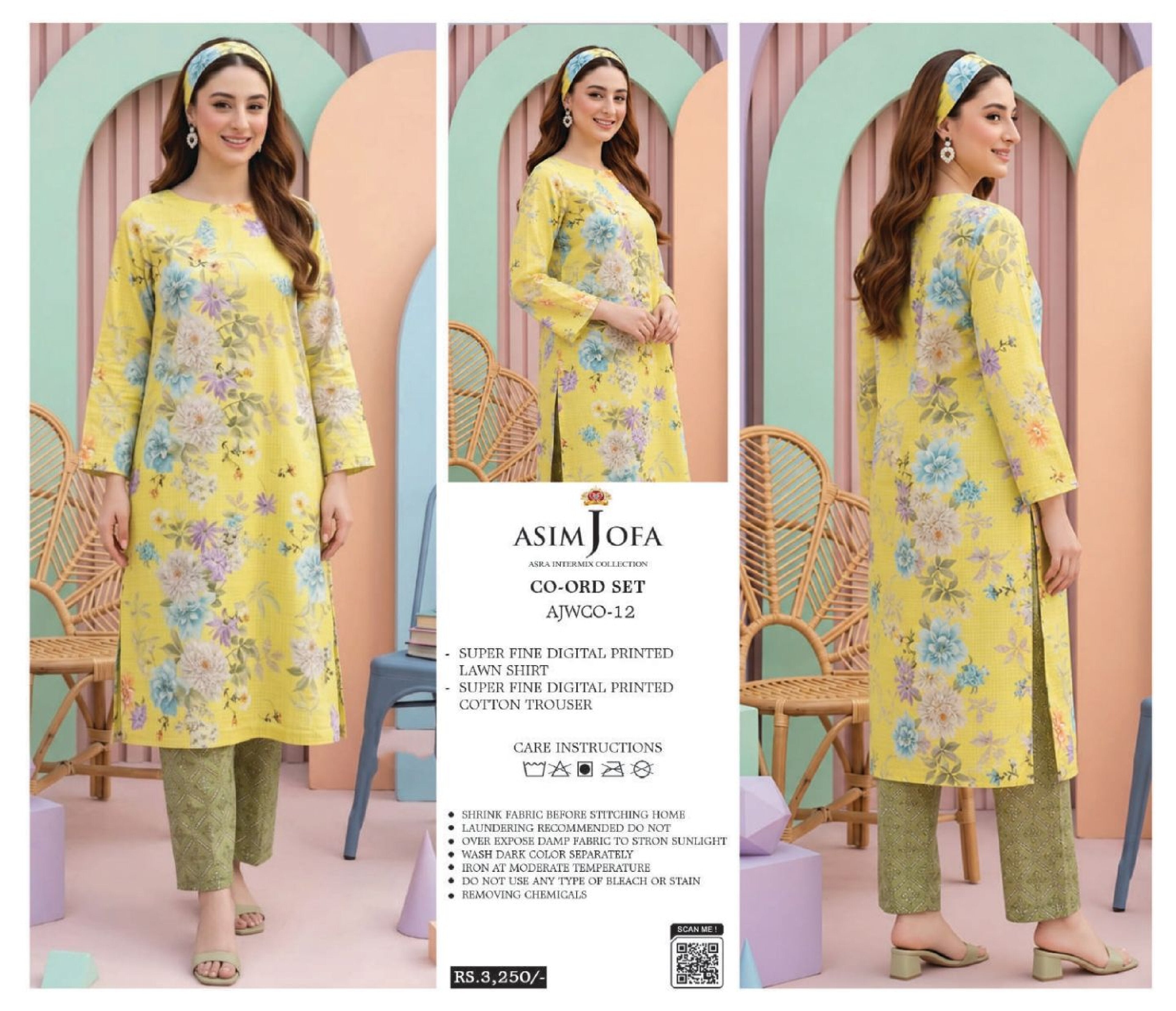 ASIM JOFA | 2 PCS UNSTITCHED | DIGITAL PRINTED LAWN CO-ORD SET