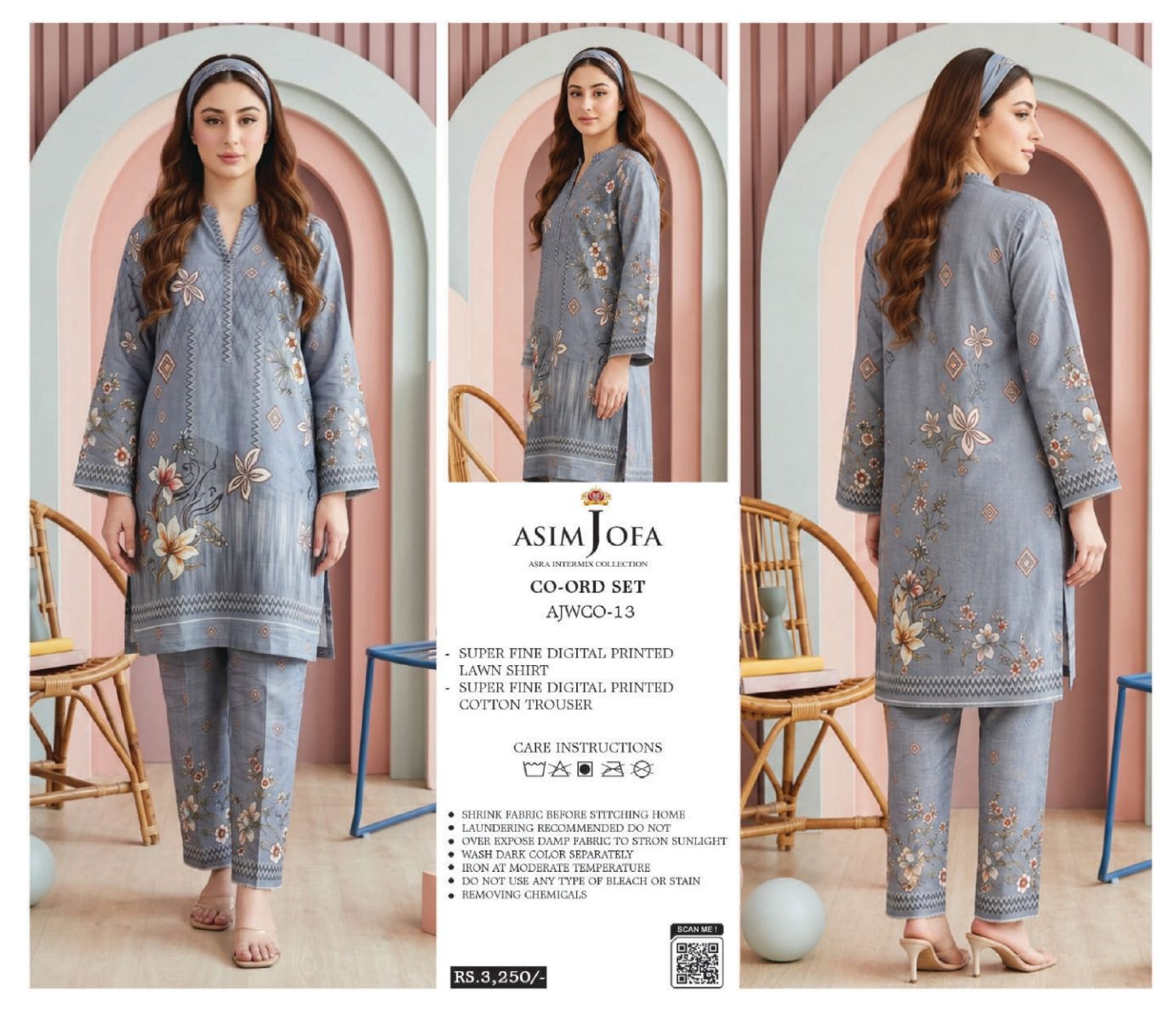 ASIM JOFA | 2 PCS UNSTITCHED | DIGITAL PRINTED LAWN CO-ORD SET