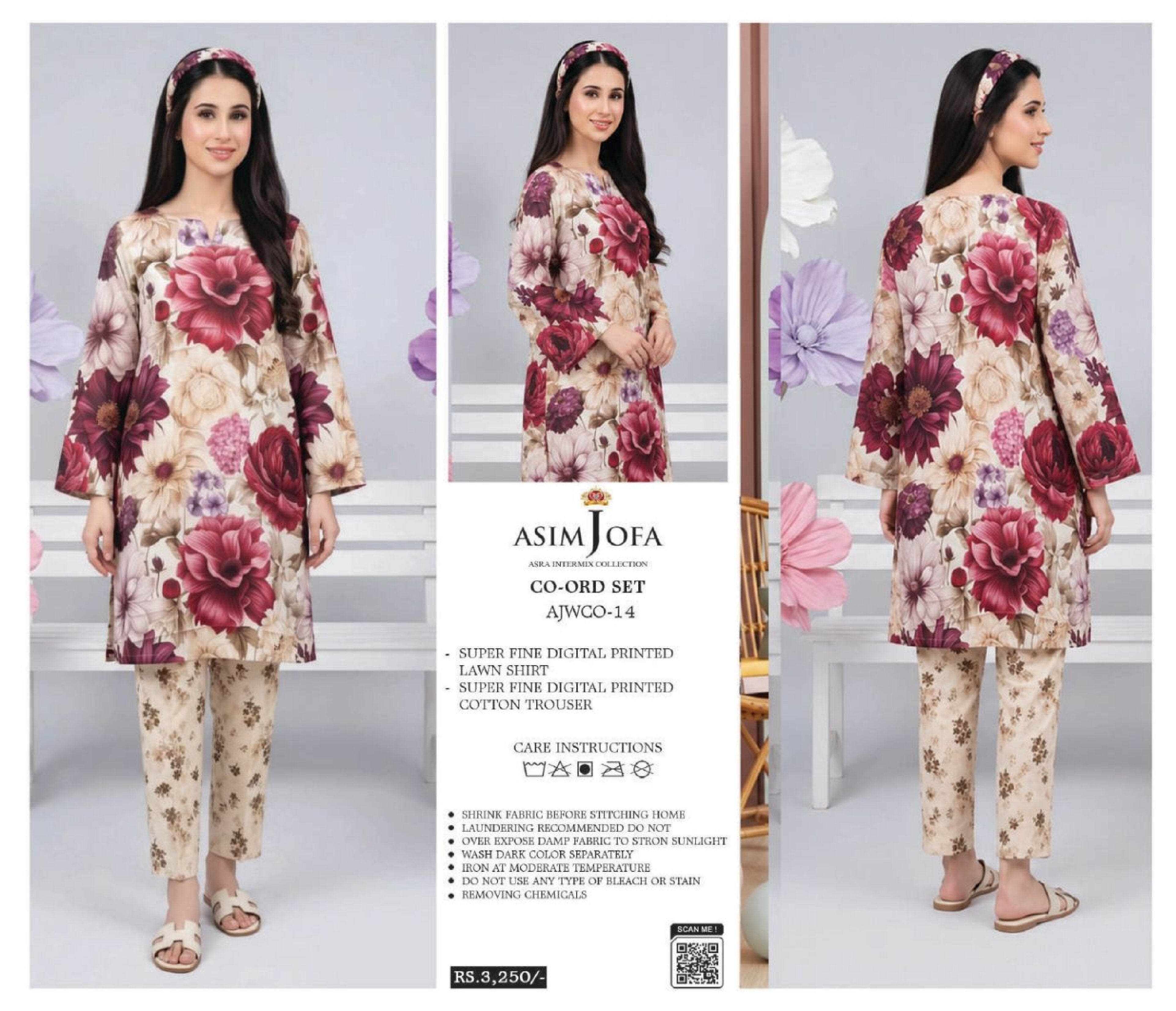 ASIM JOFA | 2 PCS UNSTITCHED | DIGITAL PRINTED LAWN CO-ORD SET