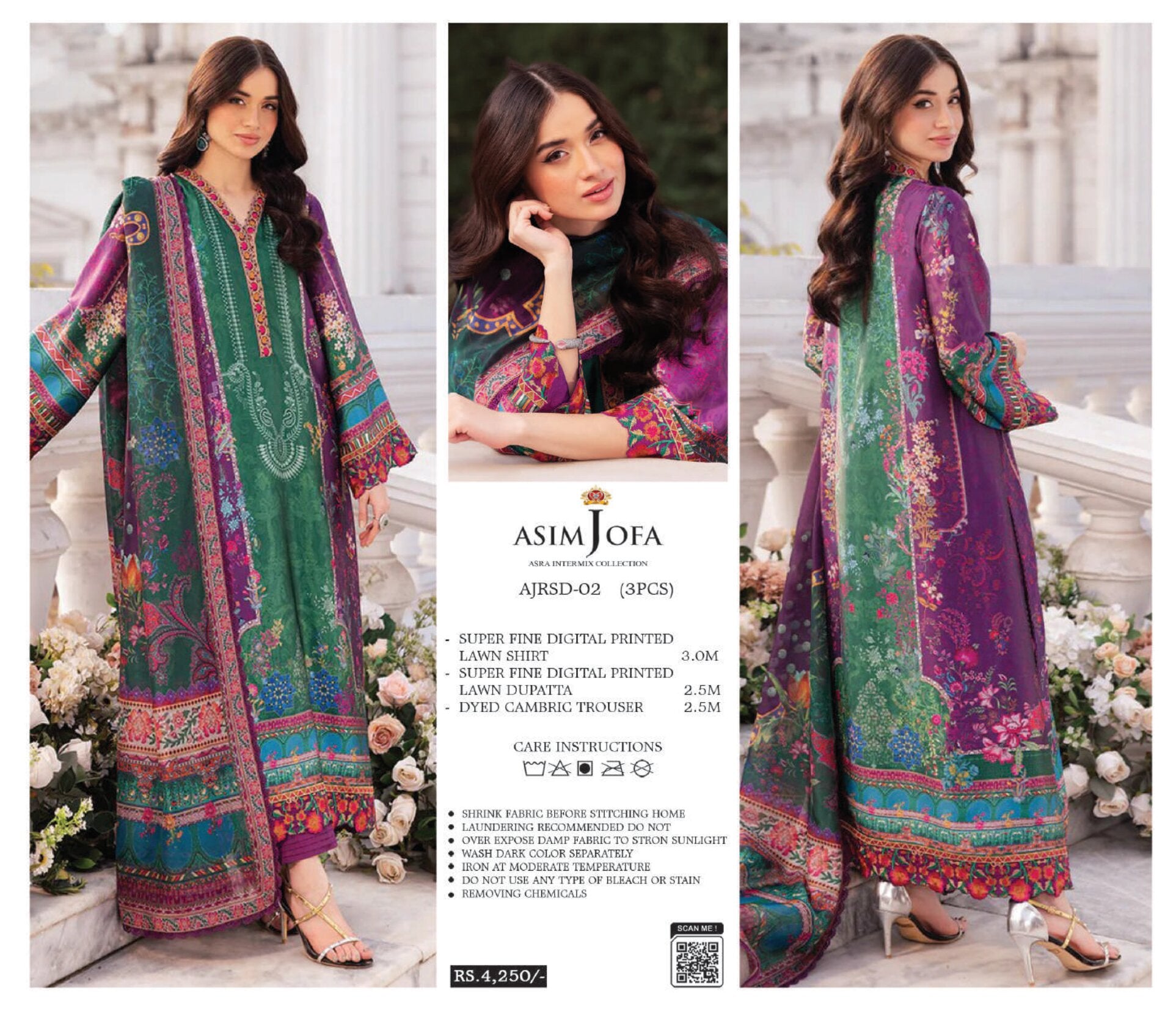 ASIM JOFA | UNSTITCHED 3-PIECE | PRINTED LAWN SUIT 90