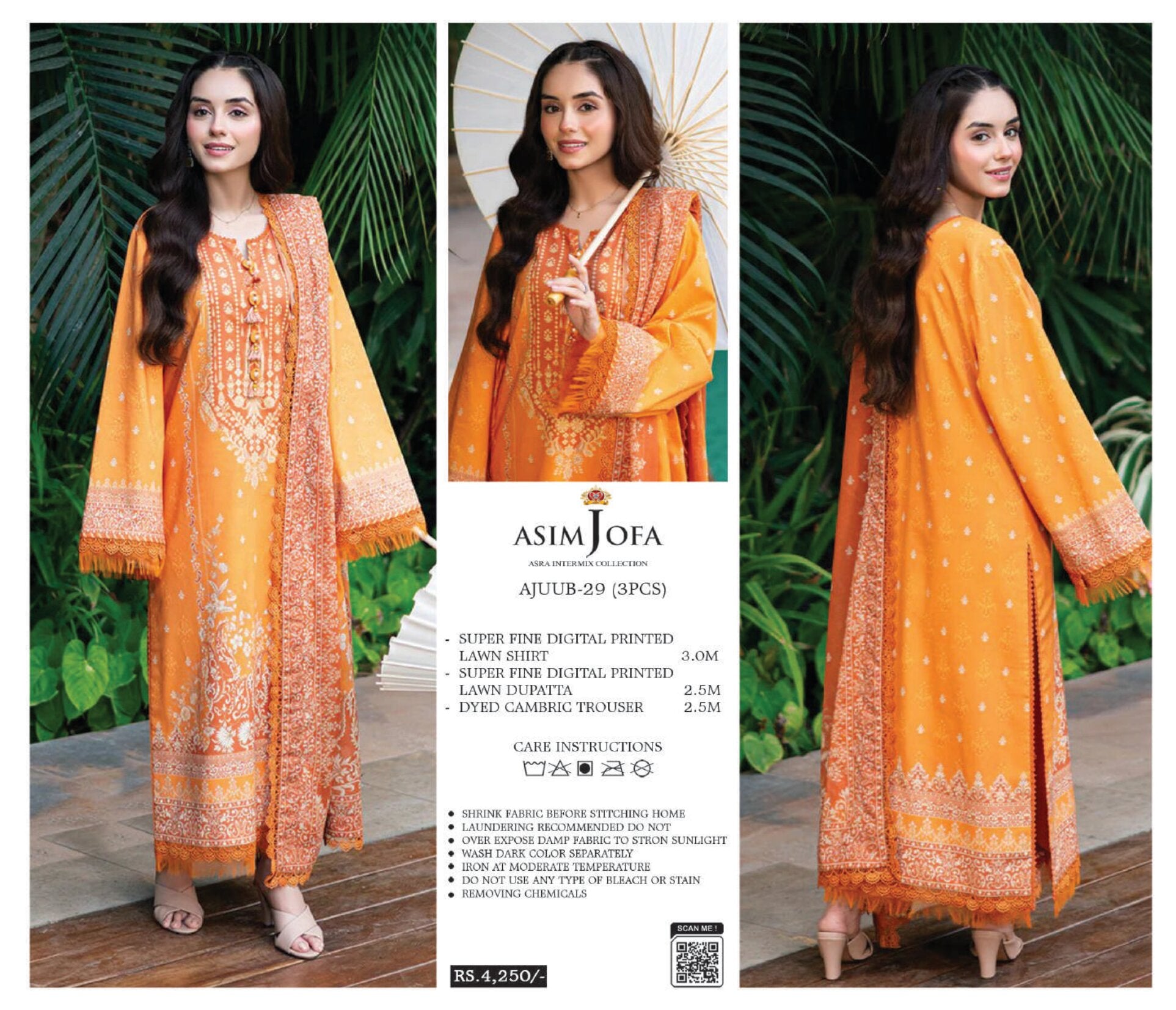 ASIM JOFA | UNSTITCHED 3-PIECE | PRINTED LAWN SUIT 66
