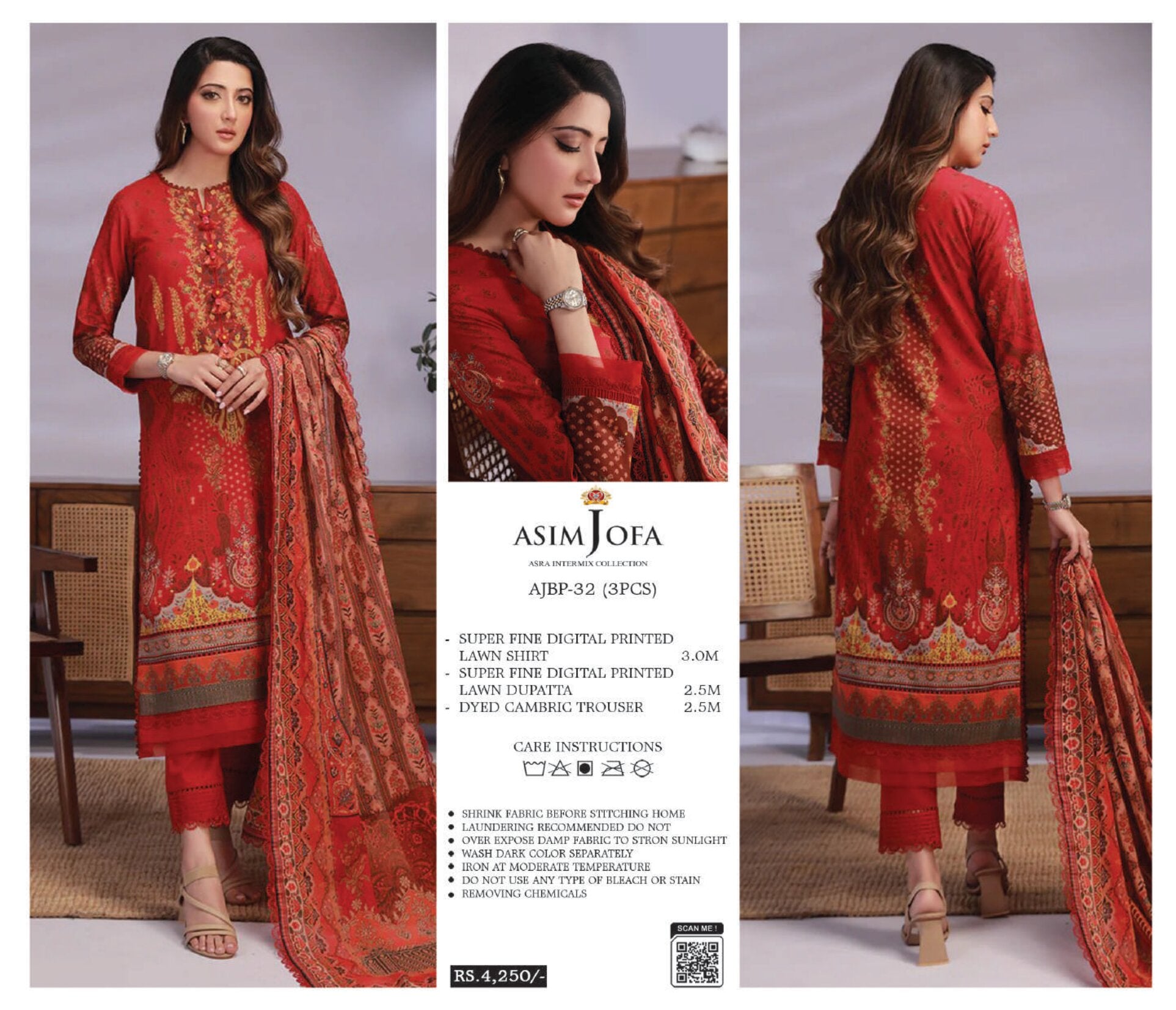 ASIM JOFA | UNSTITCHED 3-PIECE | PRINTED LAWN SUIT 68