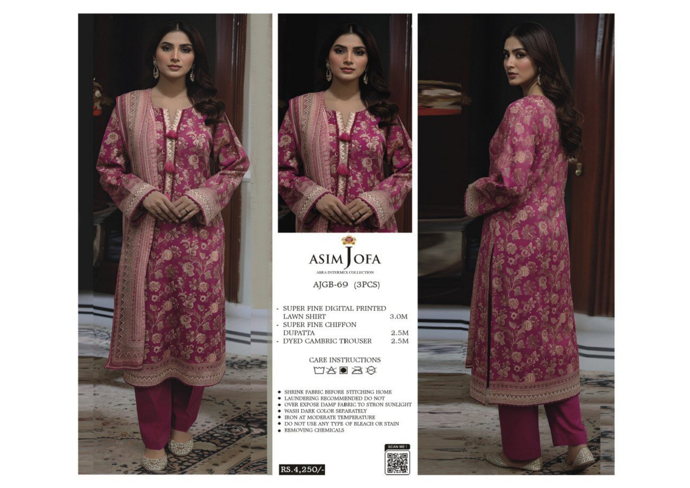 ASIM JOFA | UNSTITCHED 3-PIECE | PRINTED LAWN SUIT 36
