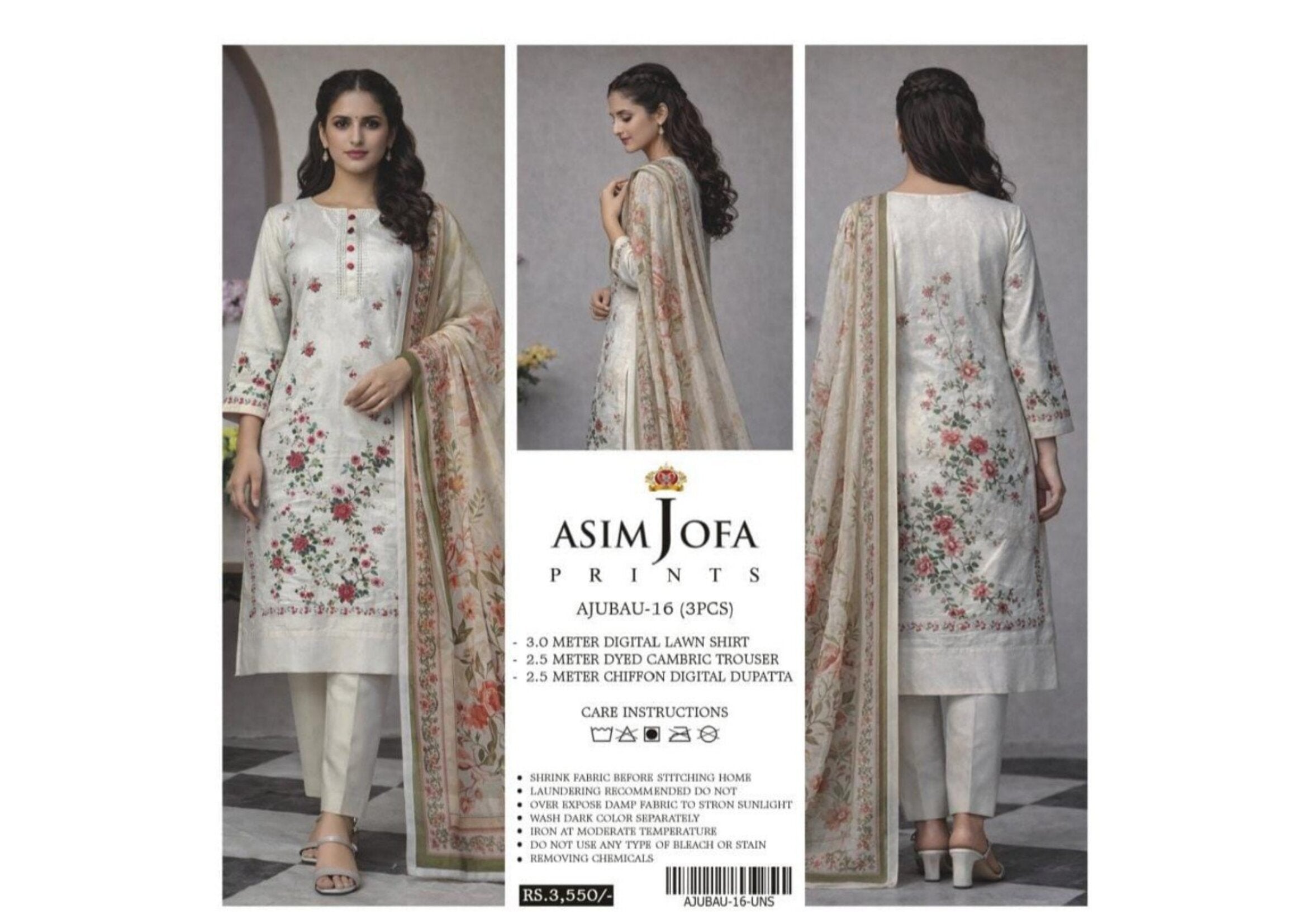 ASIM JOFA | UNSTITCHED 3-PIECE | PRINTED LAWN SUIT 16