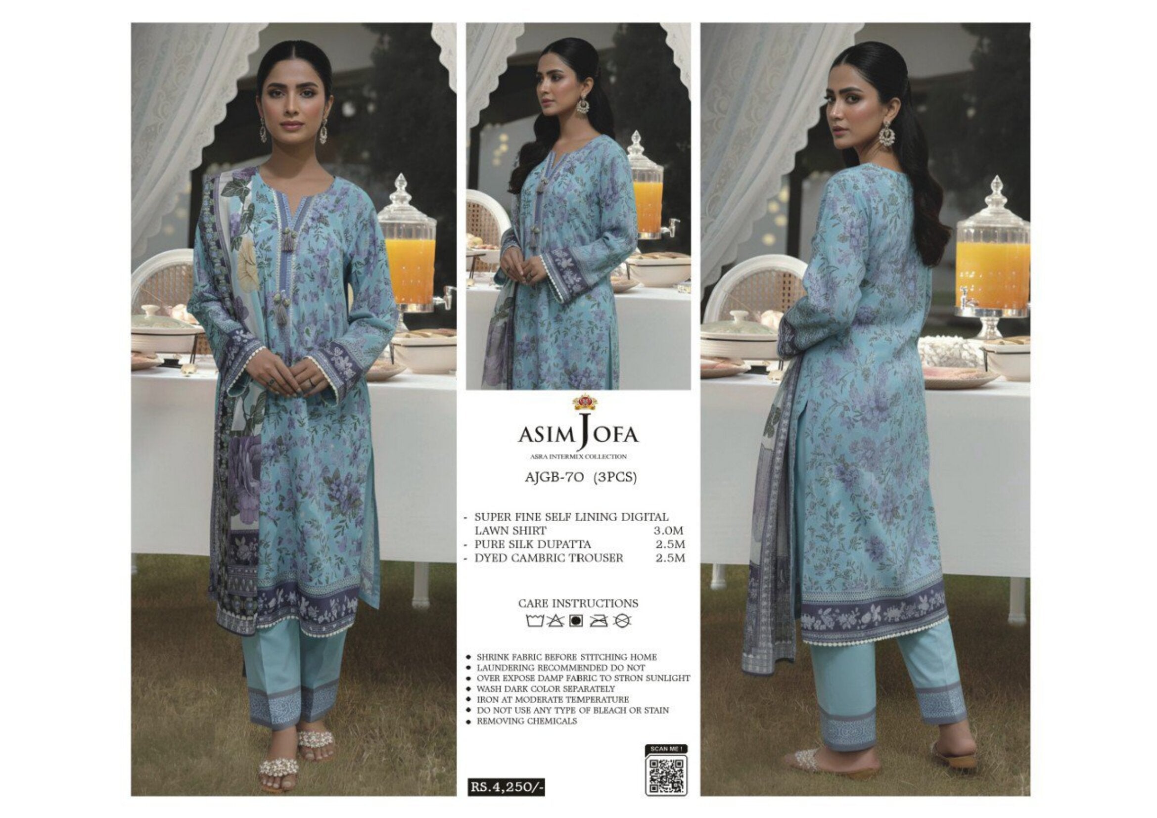 ASIM JOFA | UNSTITCHED 3-PIECE | PRINTED LAWN SUIT 70