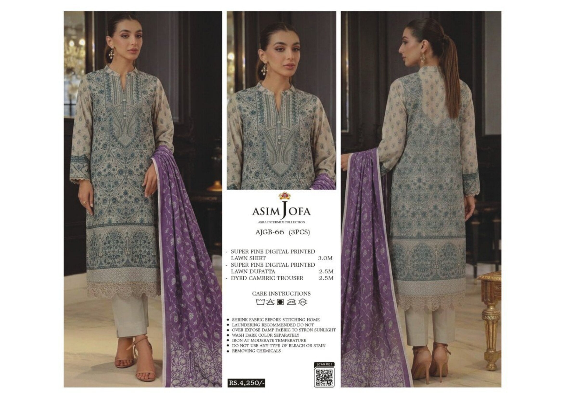 ASIM JOFA | UNSTITCHED 3-PIECE | PRINTED LAWN SUIT -66