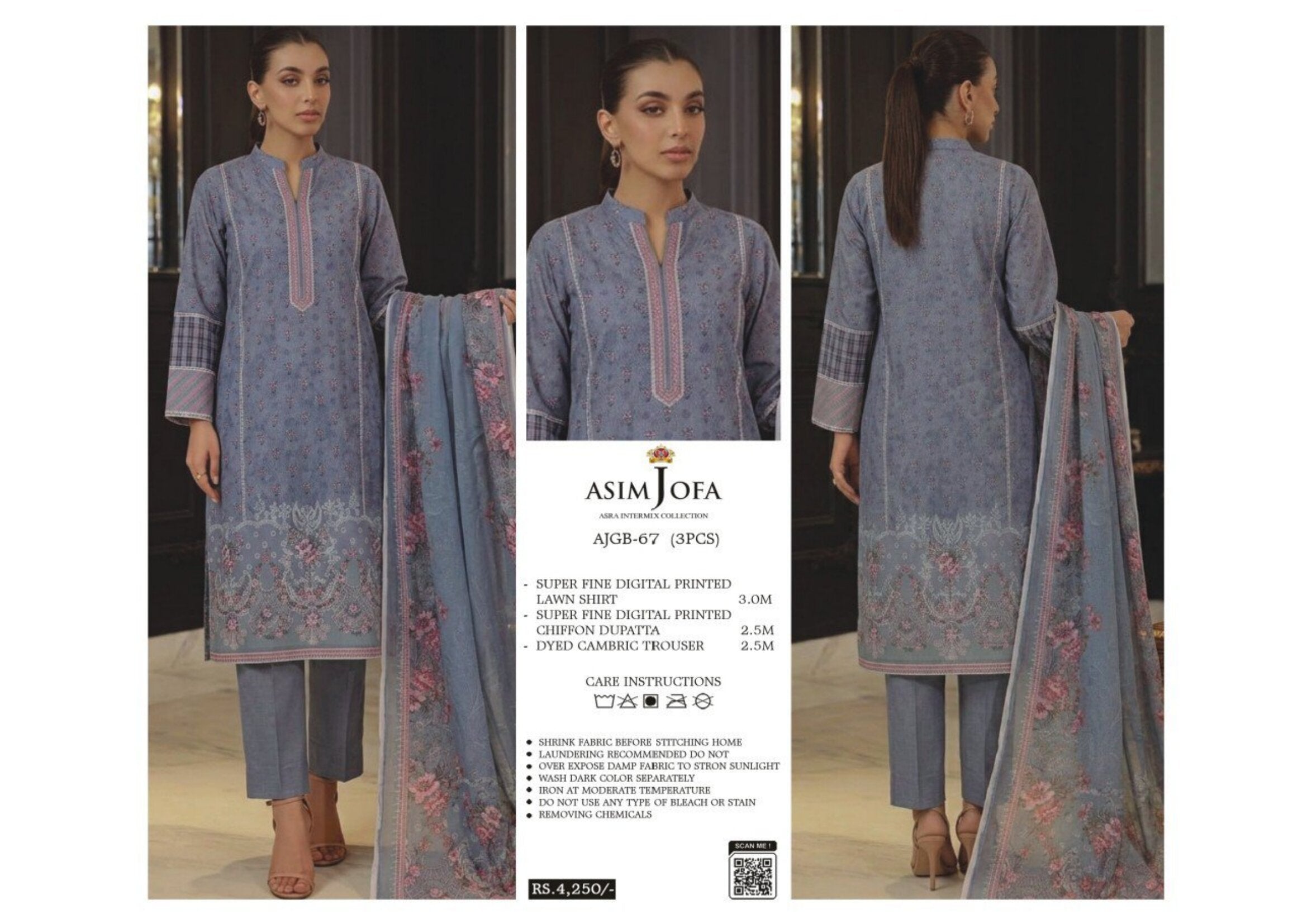 ASIM JOFA | UNSTITCHED 3-PIECE | PRINTED LAWN SUIT 67