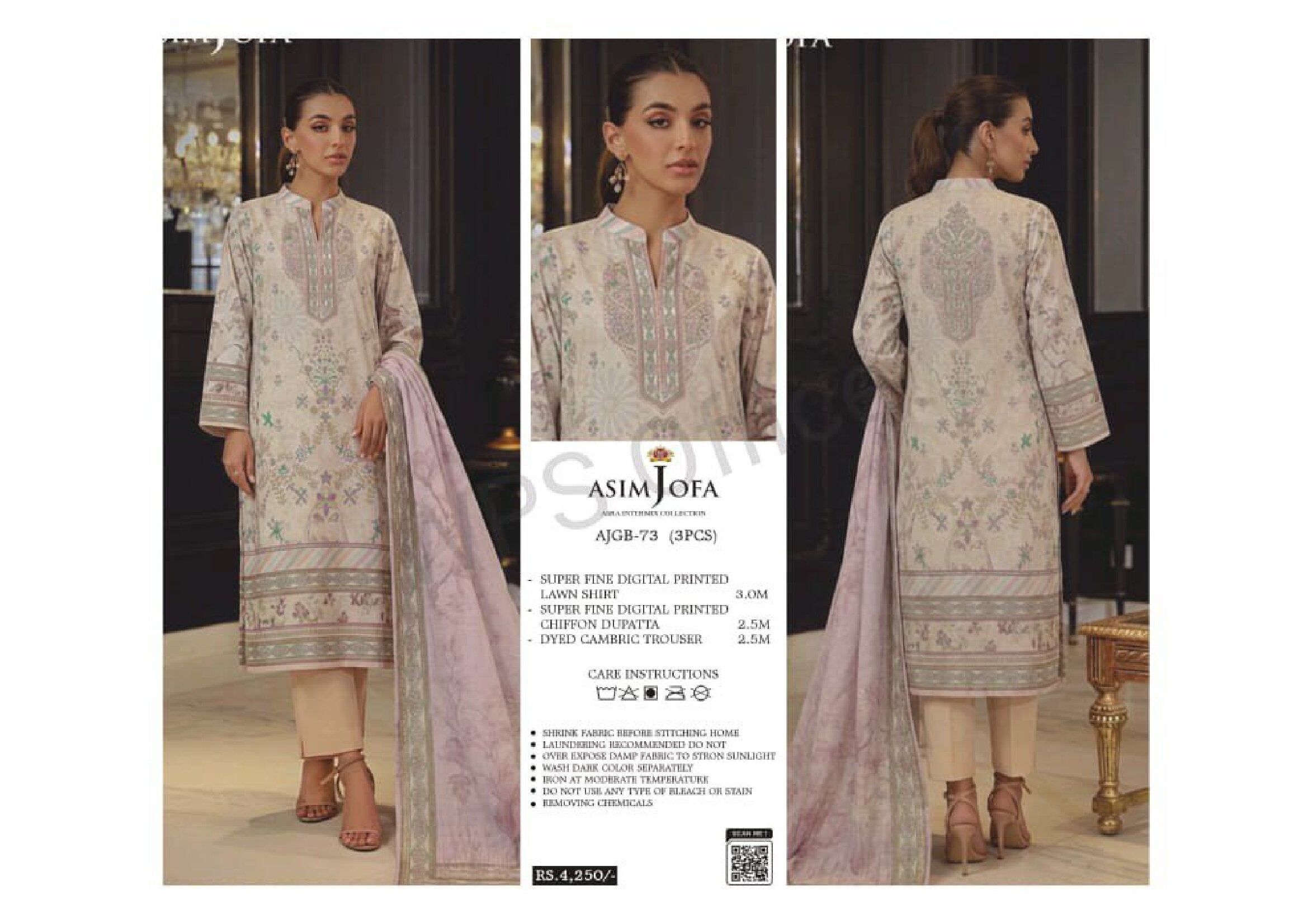 ASIM JOFA | UNSTITCHED 3-PIECE | PRINTED LAWN SUIT 73