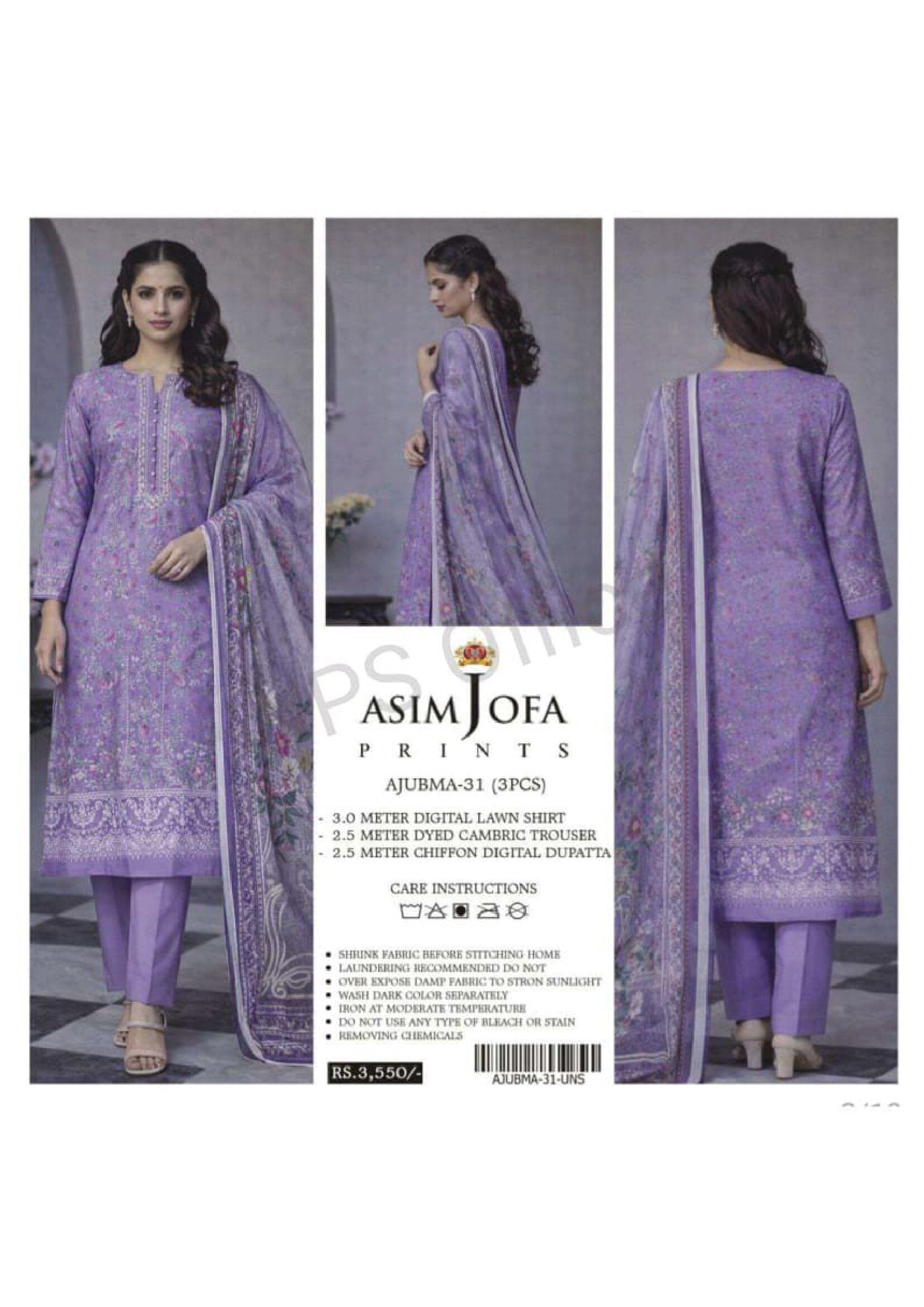 ASIM JOFA | UNSTITCHED 3-PIECE | PRINTED LAWN SUIT 31