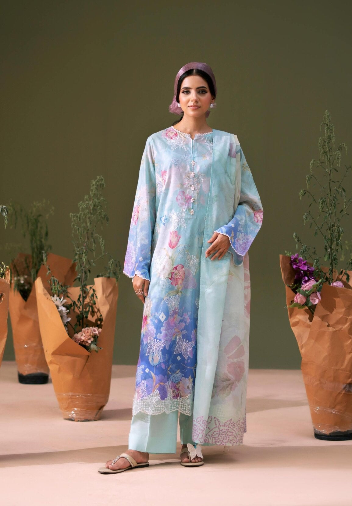 GULLJEE BLOOM | 3-PIECE UNSTITCHED | EMBROIDERED PRINTED LAWN SUIT