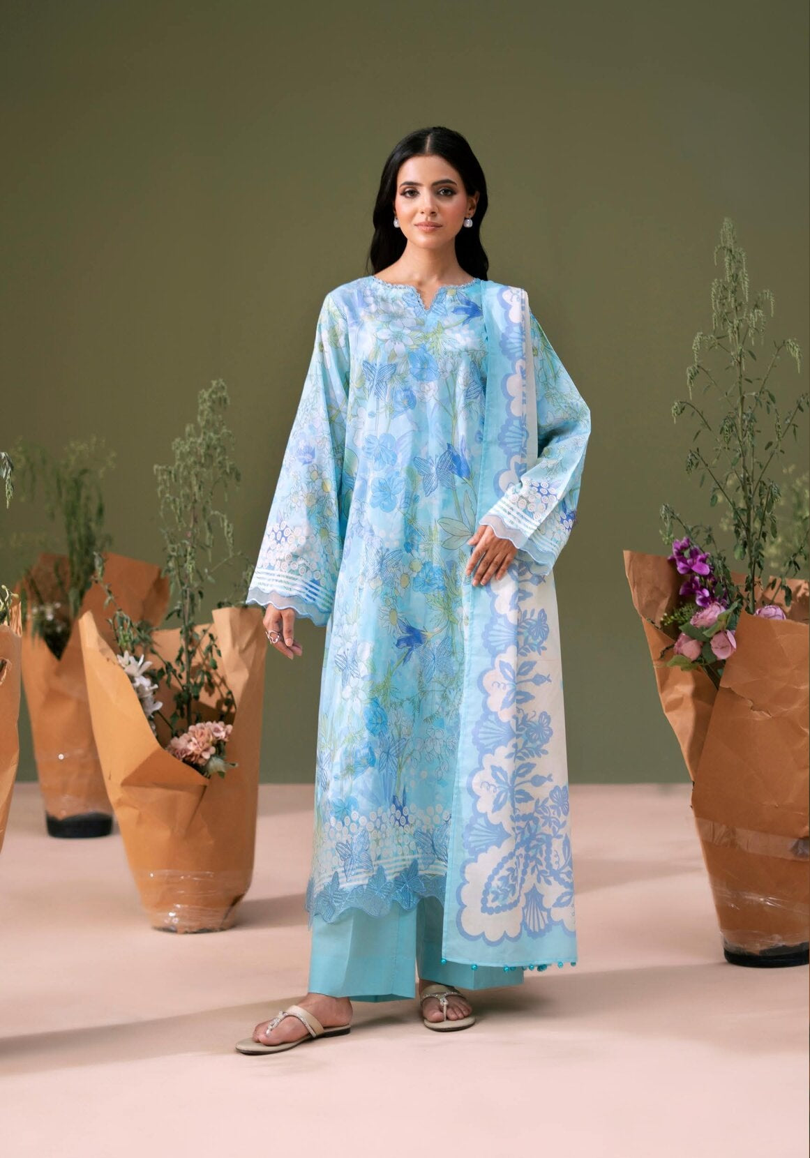 GULLJEE BLOOM | 3-PIECE UNSTITCHED | EMBROIDERED PRINTED LAWN SUIT