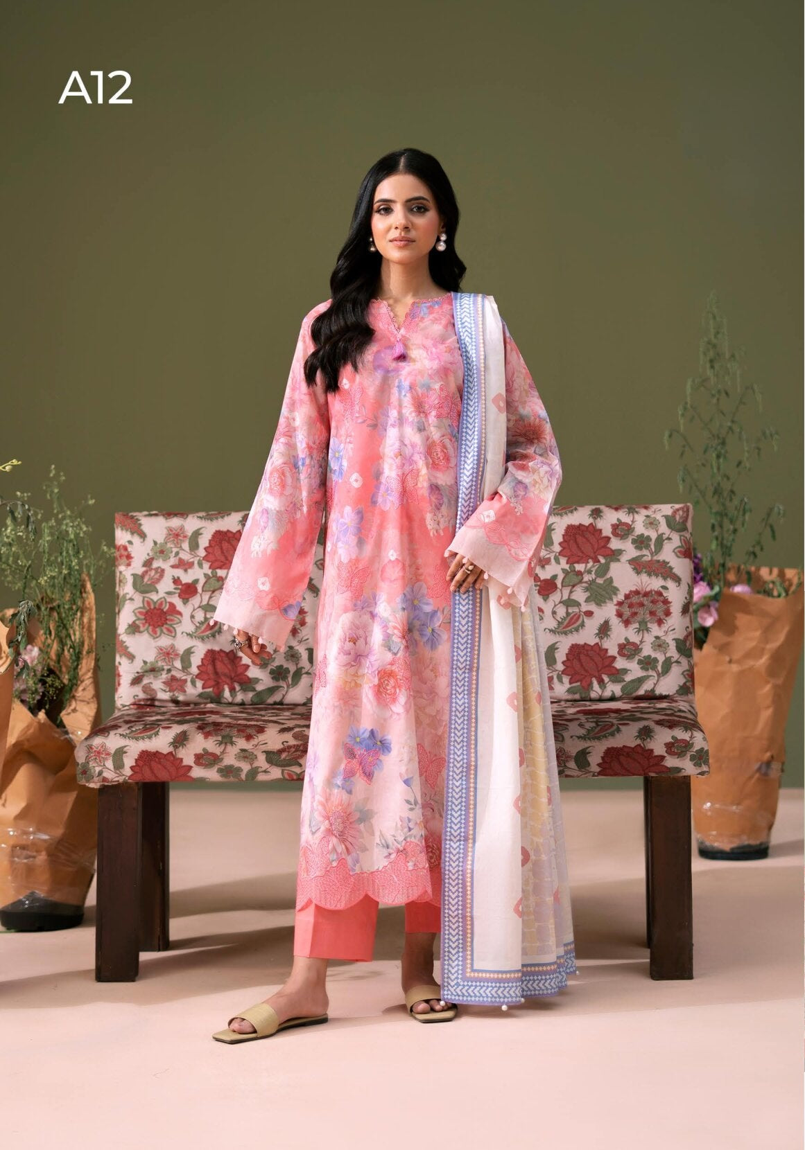 GULLJEE BLOOM | 3-PIECE UNSTITCHED | EMBROIDERED PRINTED LAWN SUIT